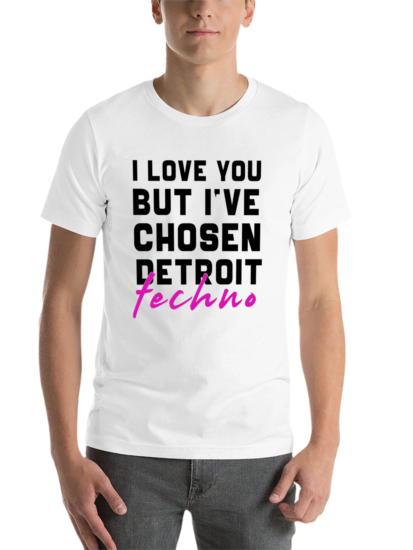 Black I Love You But Detroit Techno Graphic Tee view 14