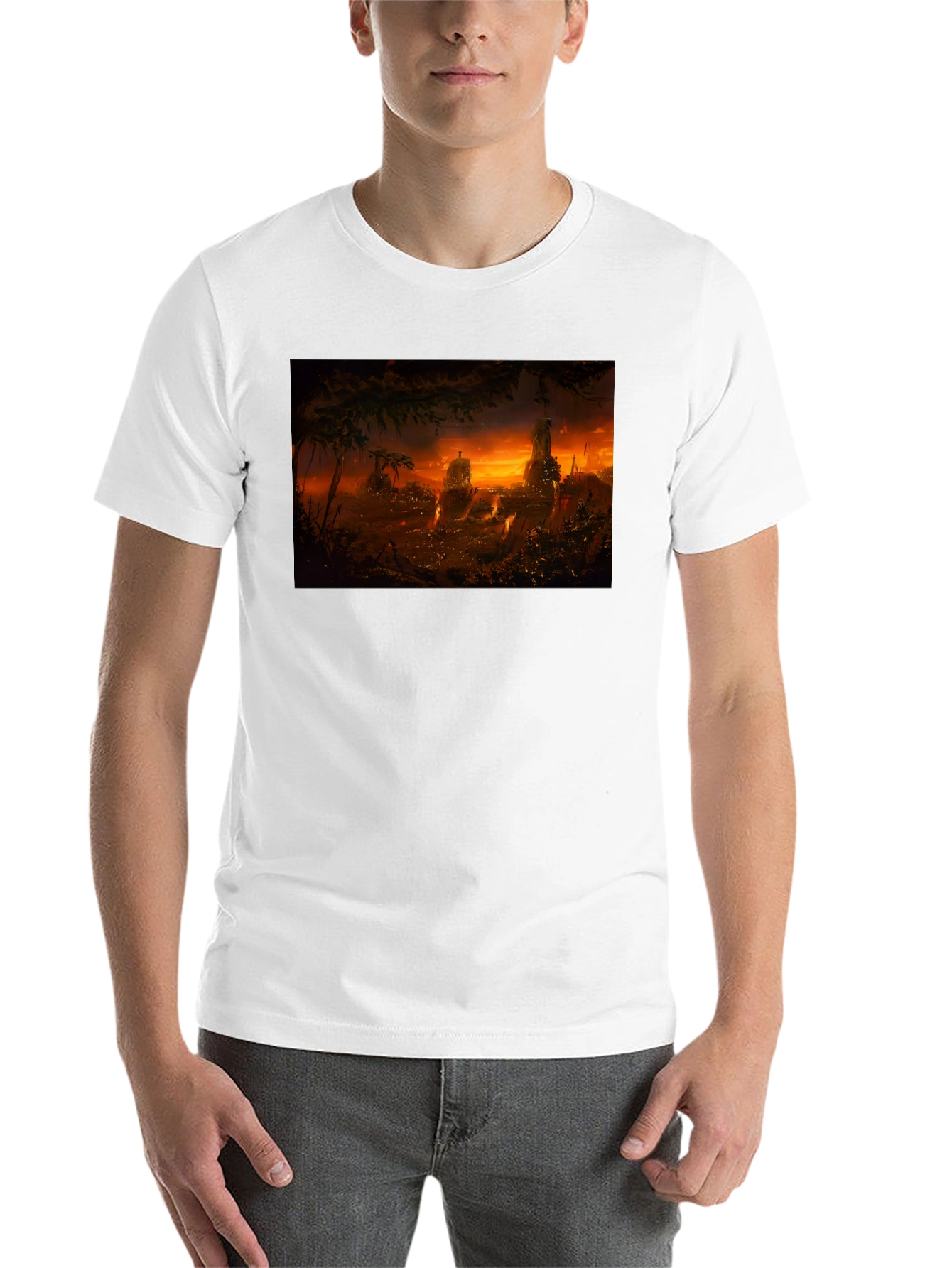 Black Sunset Landscape Graphic Print T-Shirt view 14
