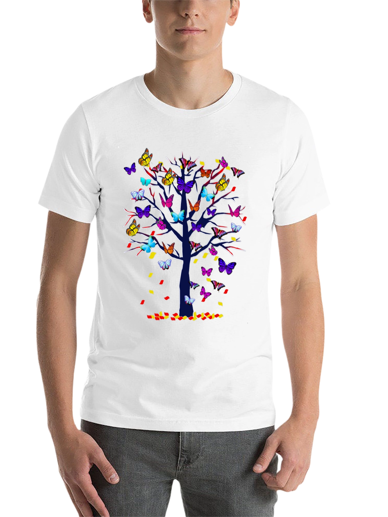 Black Butterfly Tree T-Shirt - Colorful Nature Tee view 14