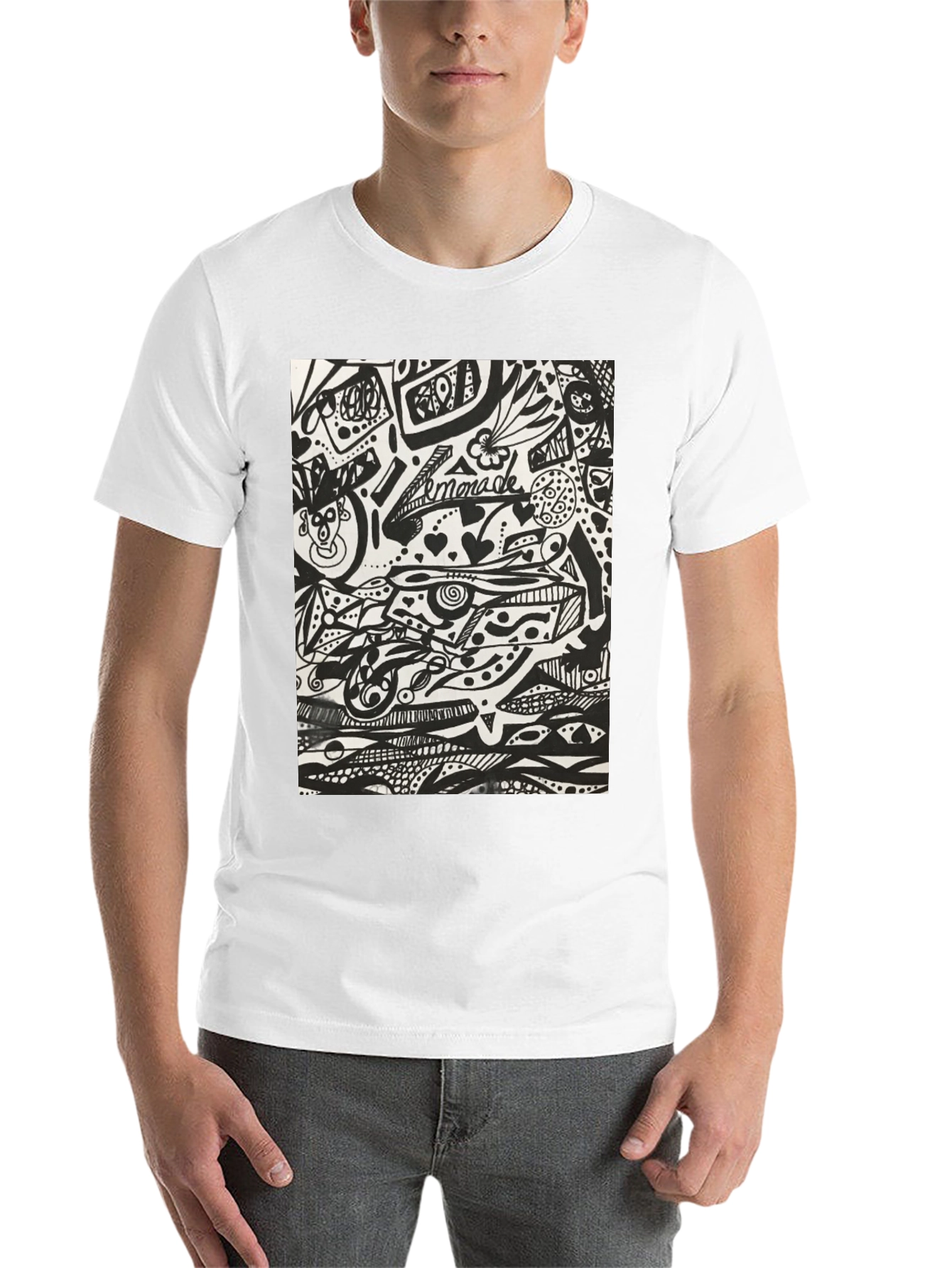 Black Abstract Doodle Art Black T-Shirt - Unique Graphic Tee view 14