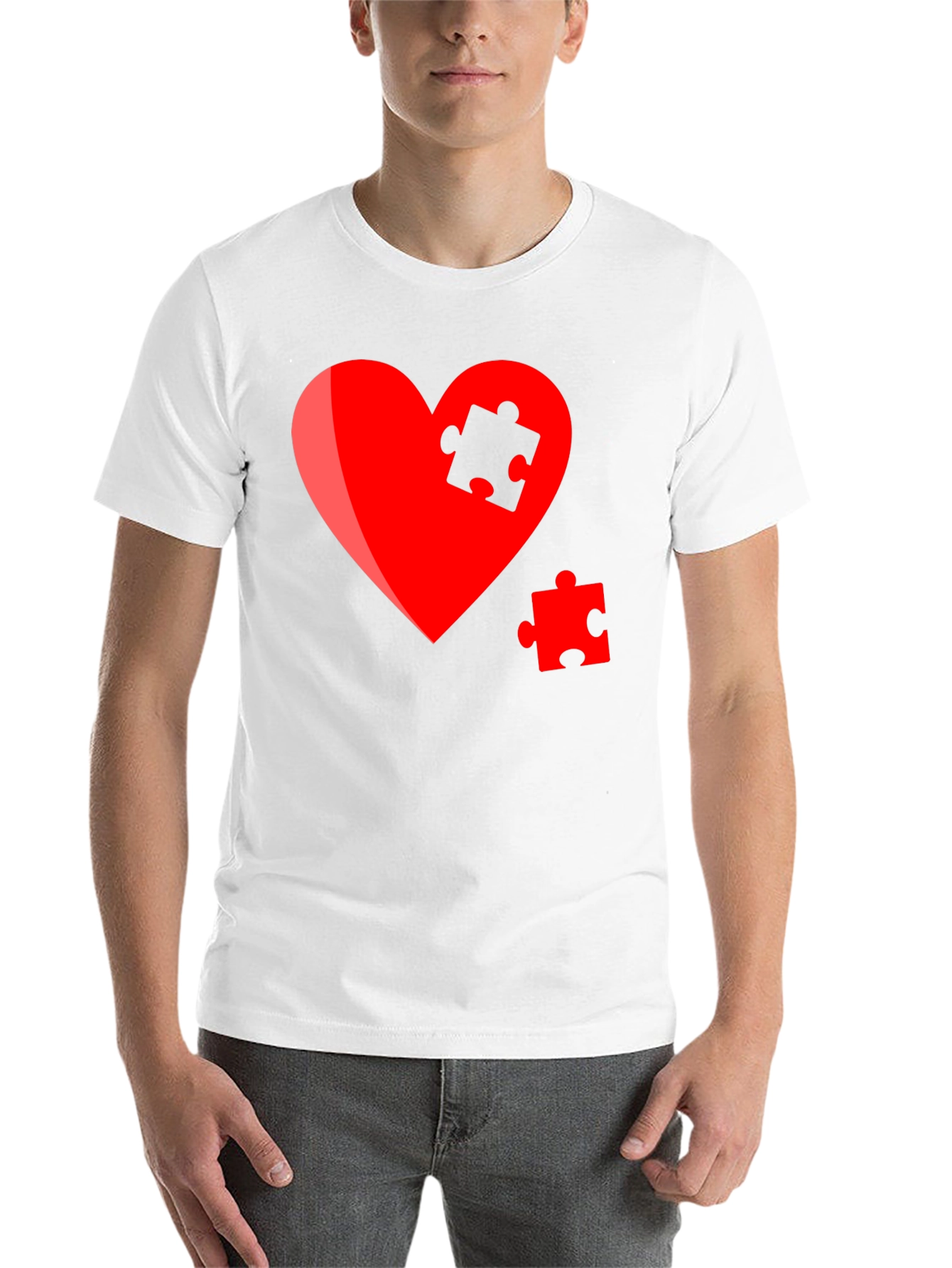 Black Heart Puzzle Piece Graphic Tee - Stylish Design view 14