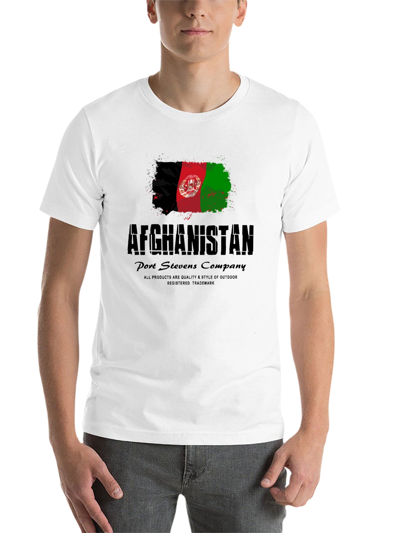 Black Afghanistan Flag T-Shirt - Port Stevens Company view 14