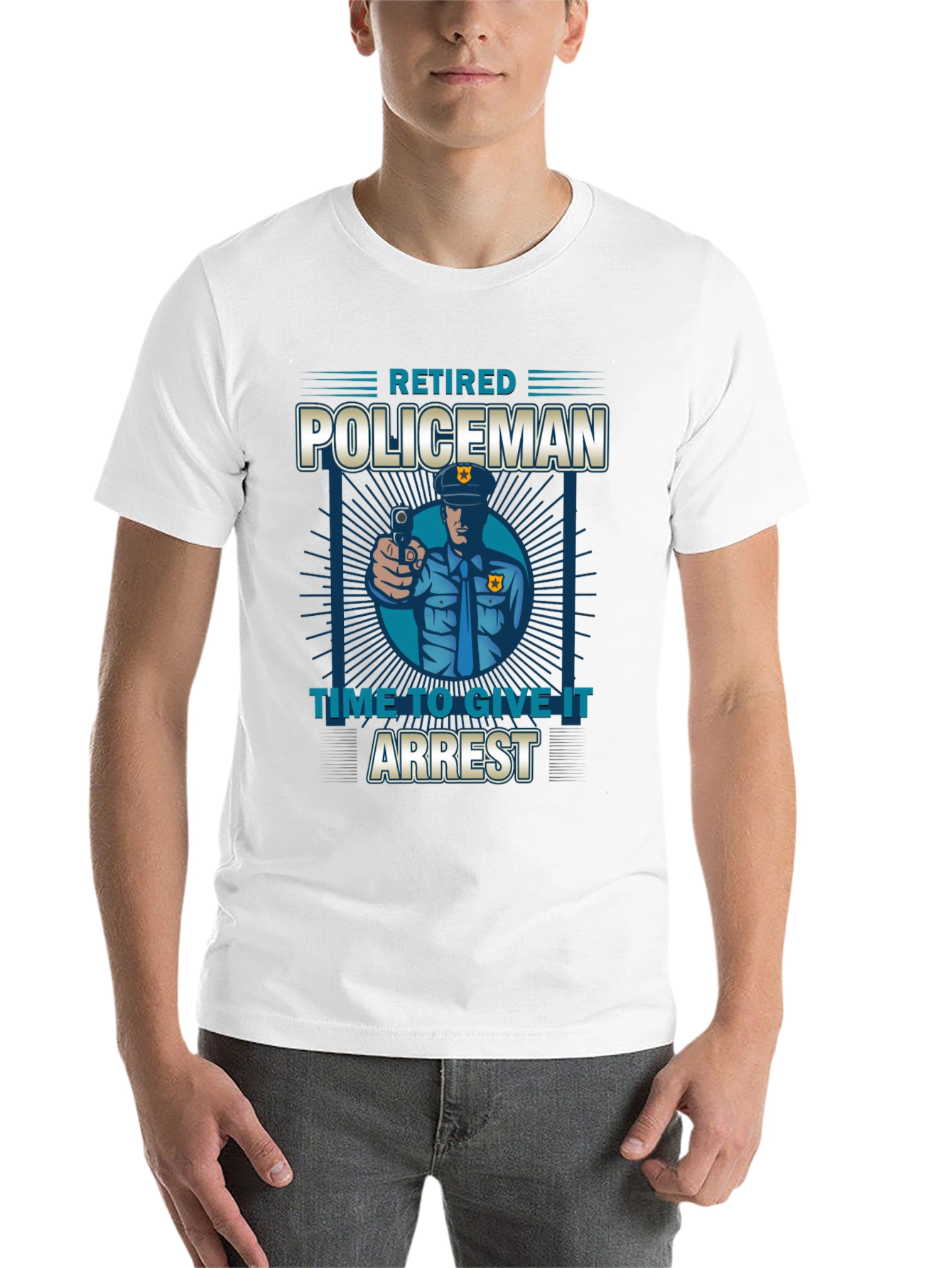 Black Retired Policeman Graphic T-Shirt - Time To Give It Arrest view 14