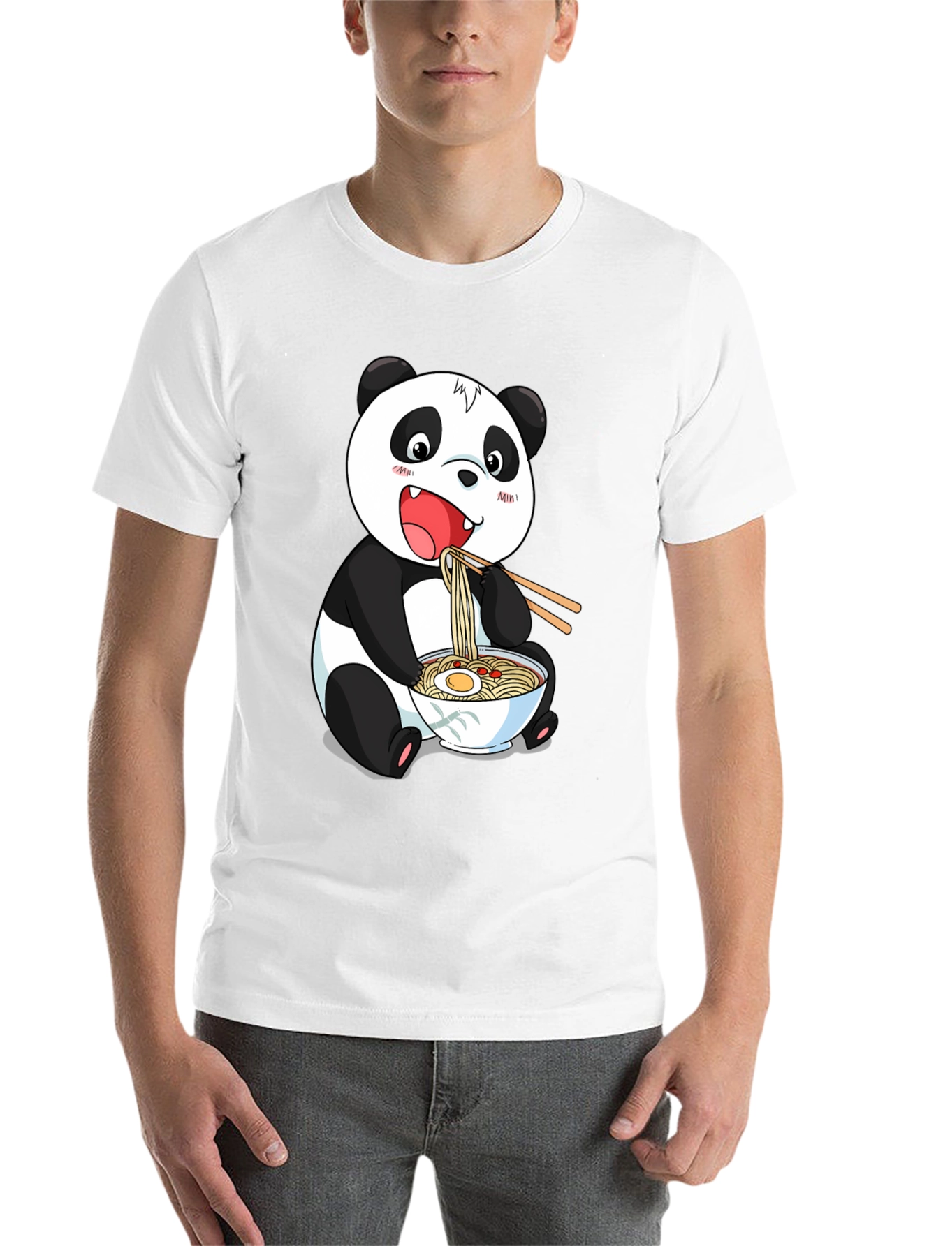 Black Panda Ramen Graphic Tee - Cute Cartoon Style view 14