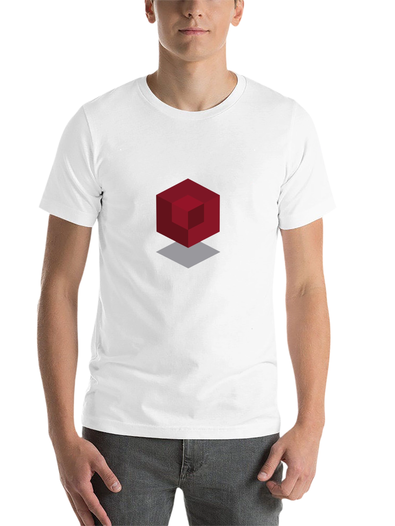 Black Geometric Cube Graphic Black T-Shirt view 14
