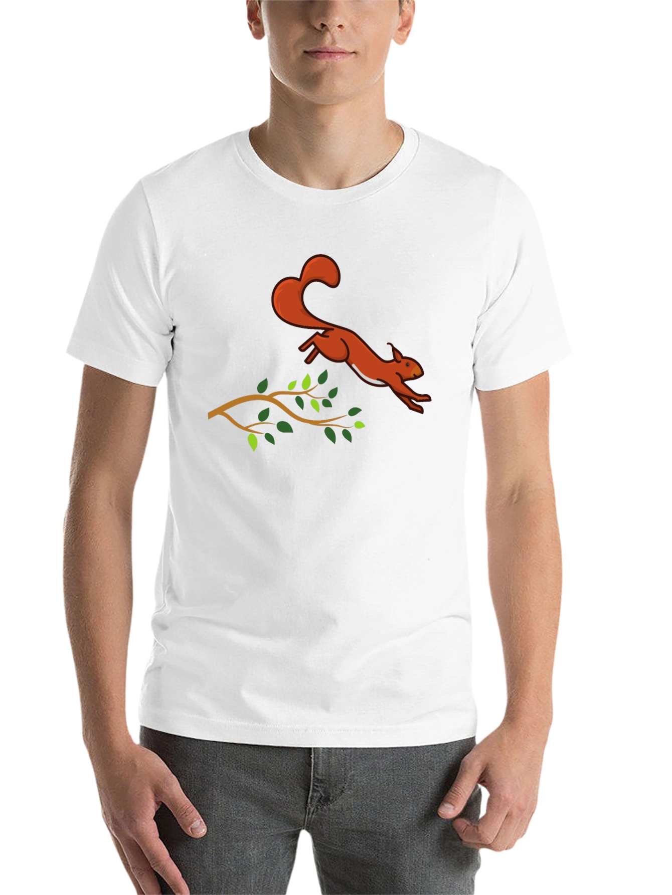 Black Squirrel Leaping T-Shirt - Black Cotton Graphic Tee view 14