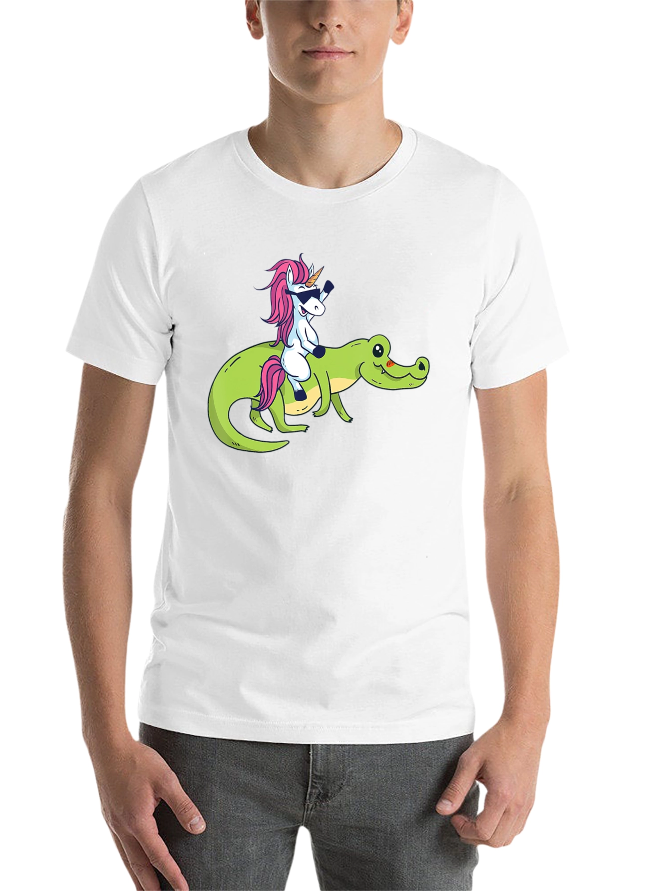 Black Unicorn Riding Alligator Graphic T-Shirt view 14