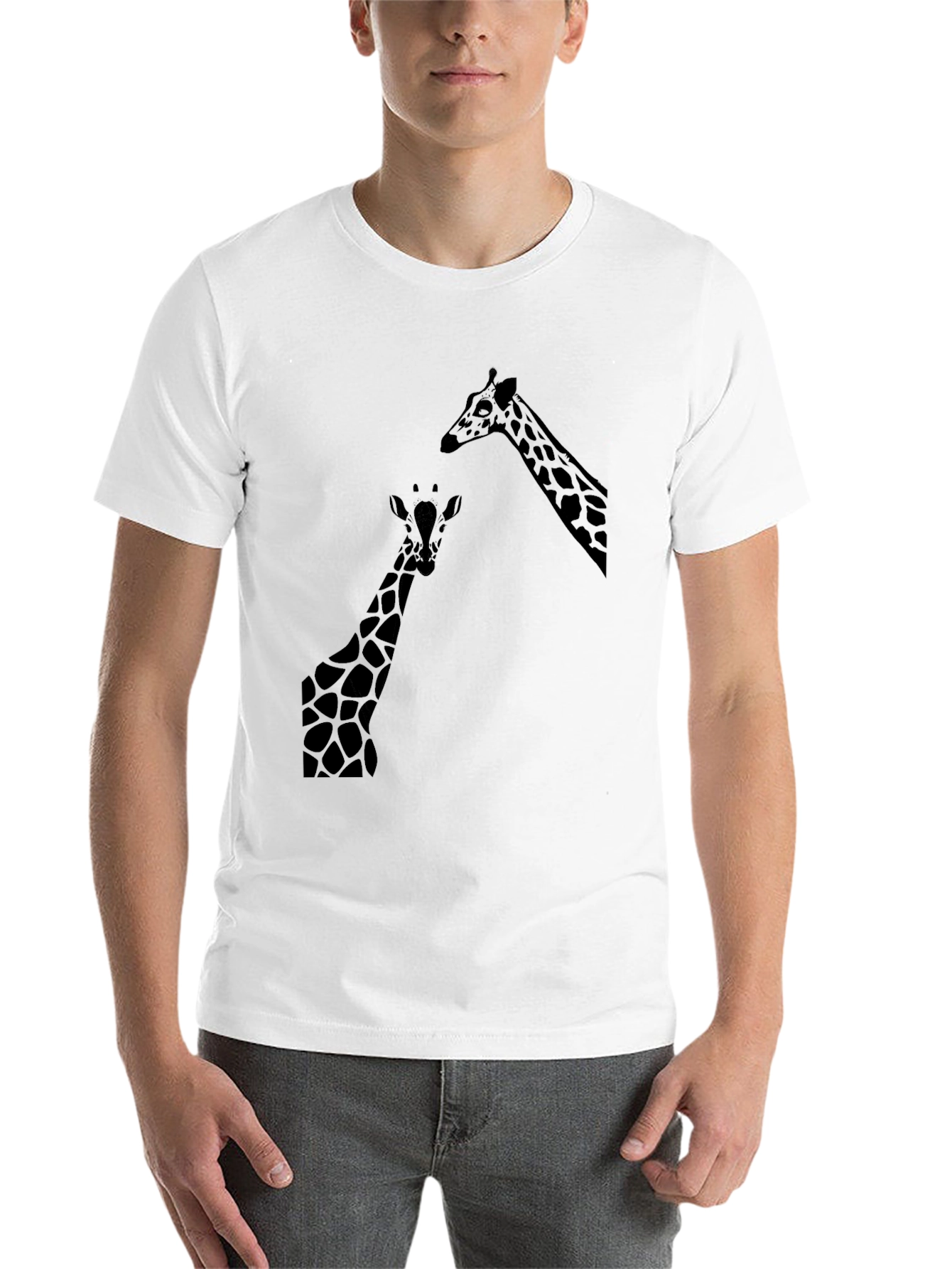 Black Giraffe Silhouette Graphic Black T-Shirt view 14