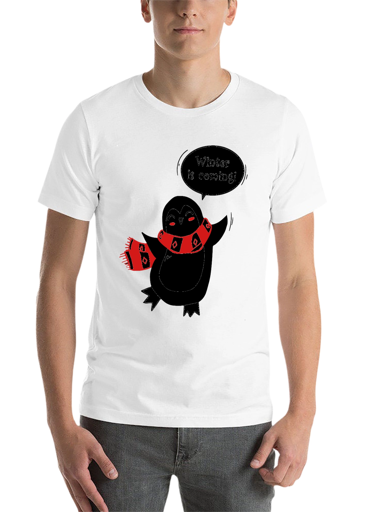 Black Winter Penguin Graphic Tee - Black view 14