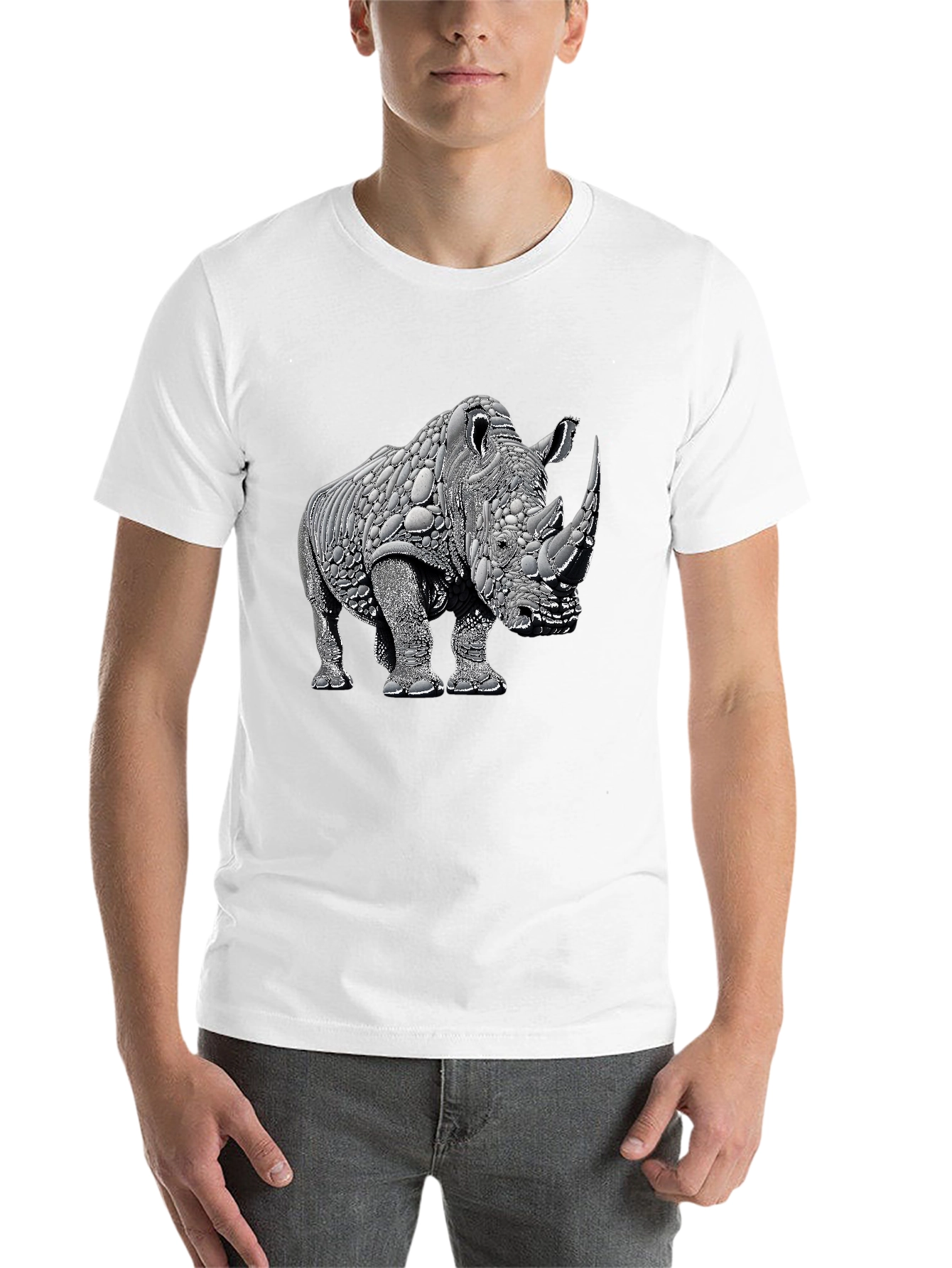 Black Rhinoceros Graphic Tee - Black Cotton view 14