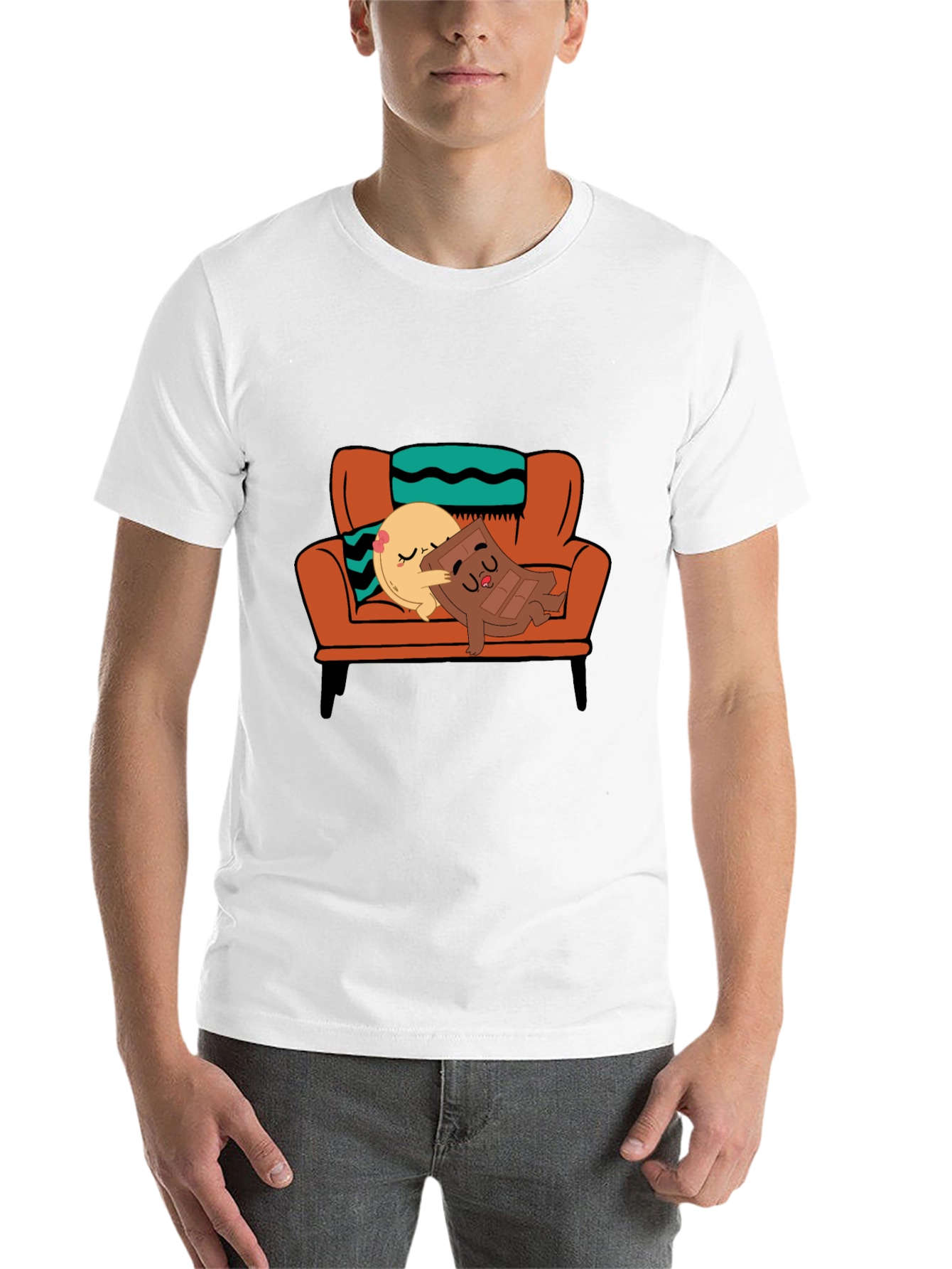 Black Cute Cartoon Foodie Relaxation T-Shirt view 14