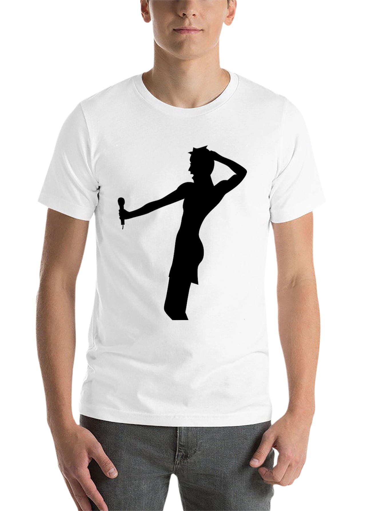 Black Silhouette Singer Graphic Tee - Men's Black T-Shirt view 14