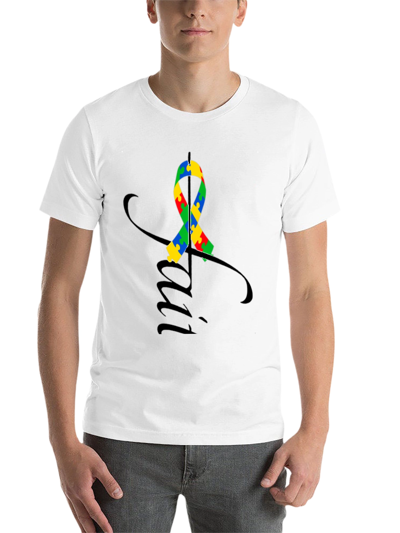 Black Autism Awareness Ribbon T-Shirt view 14