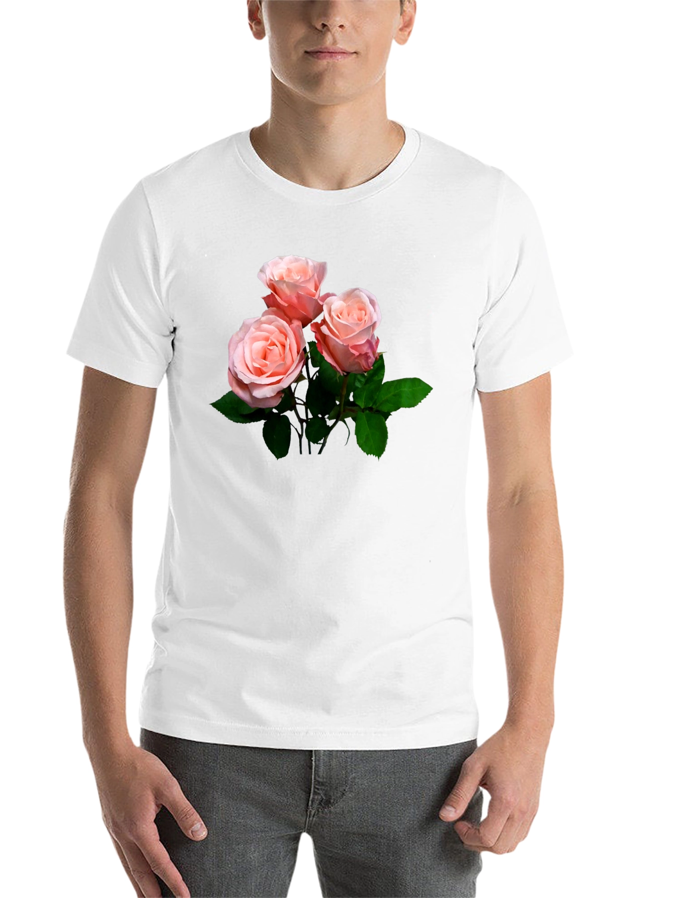 Black Floral Roses Black T-Shirt view 14