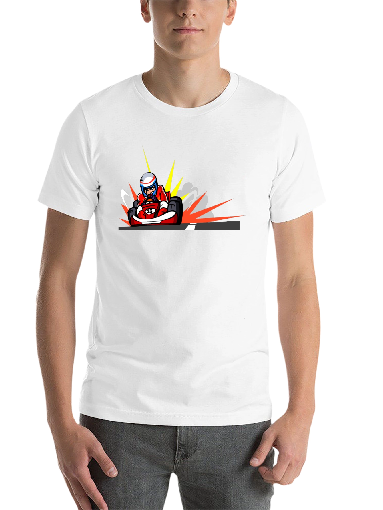 Black Cartoon Kart Racing T-Shirt view 14