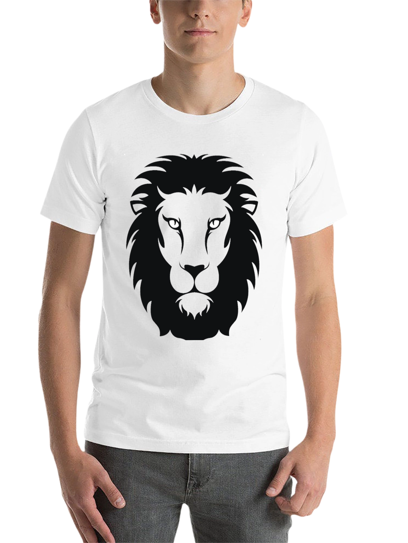 Black Black Lion Graphic T-Shirt - Men's Short Sleeve Crew Neck view 14