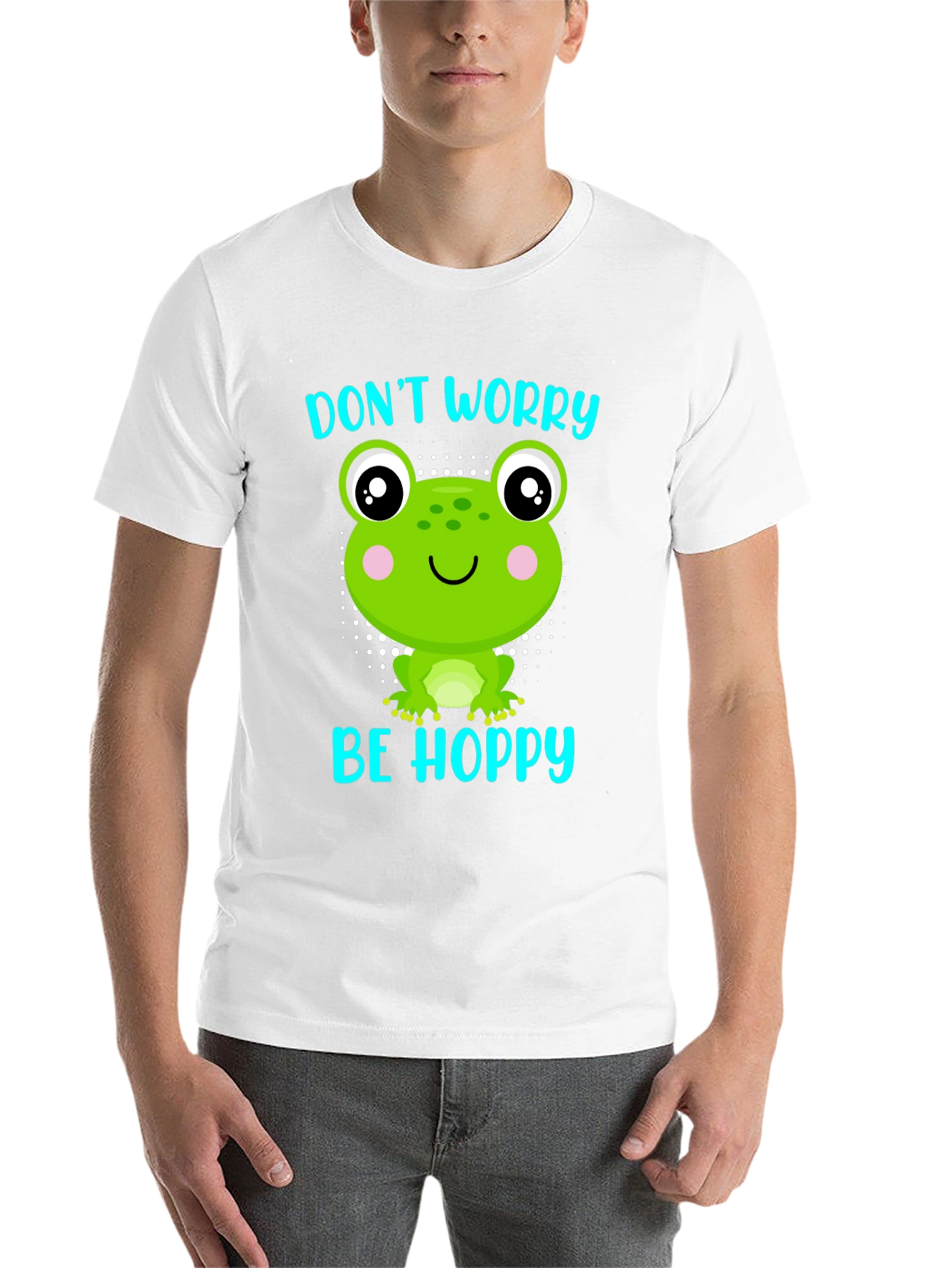Black Don't Worry Be Hoppy Frog Graphic T-Shirt view 14
