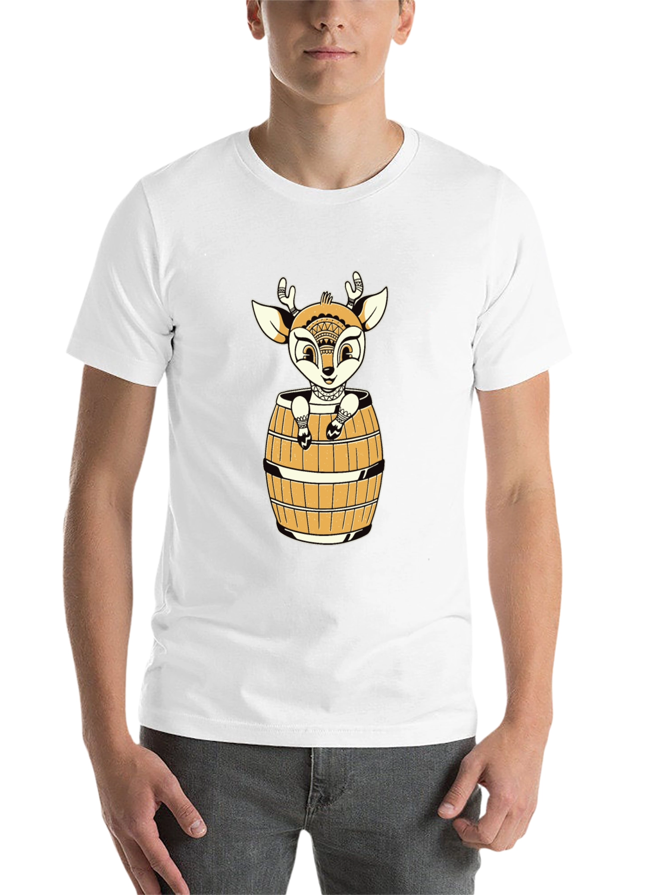 Black Deer in Barrel Graphic Tee - Black view 14