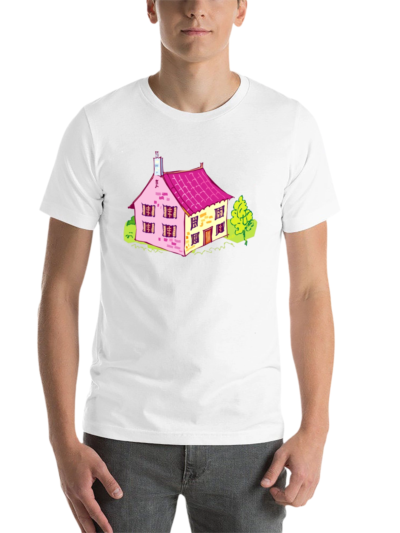 Black Cartoon House Graphic Tee - Fun & Unique view 14