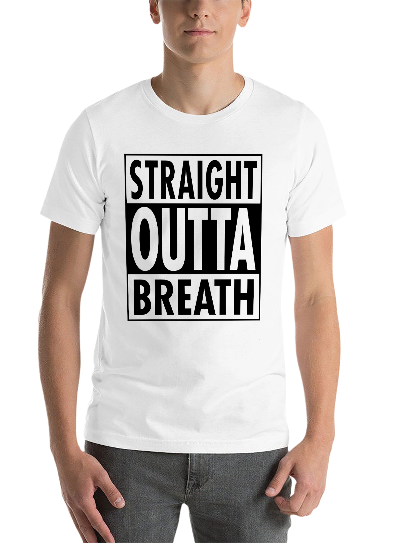 Black Straight Outta Breath Black Graphic T-Shirt view 14