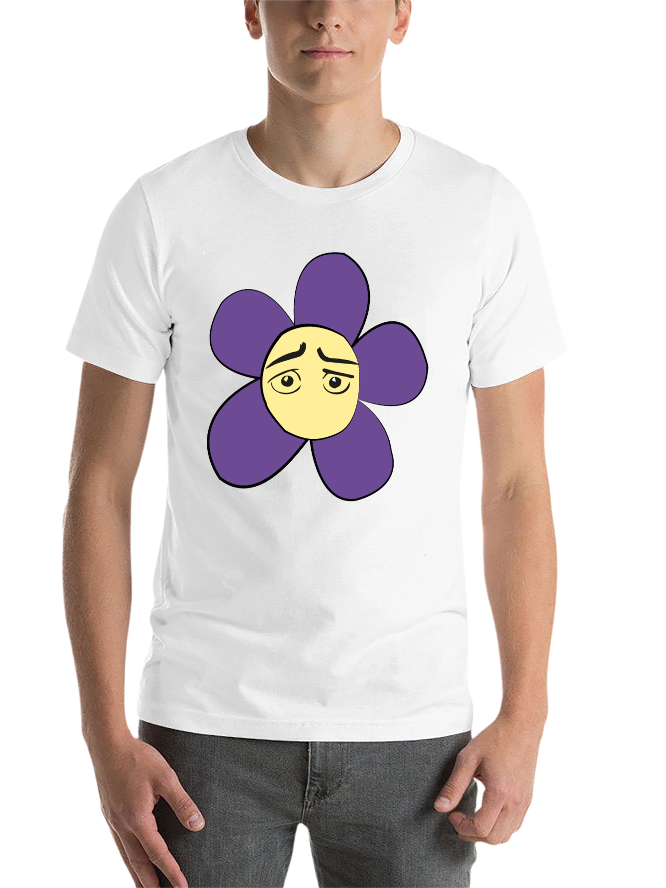 Black Sad Flower Graphic Black T-Shirt - Unisex Casual Tee view 14