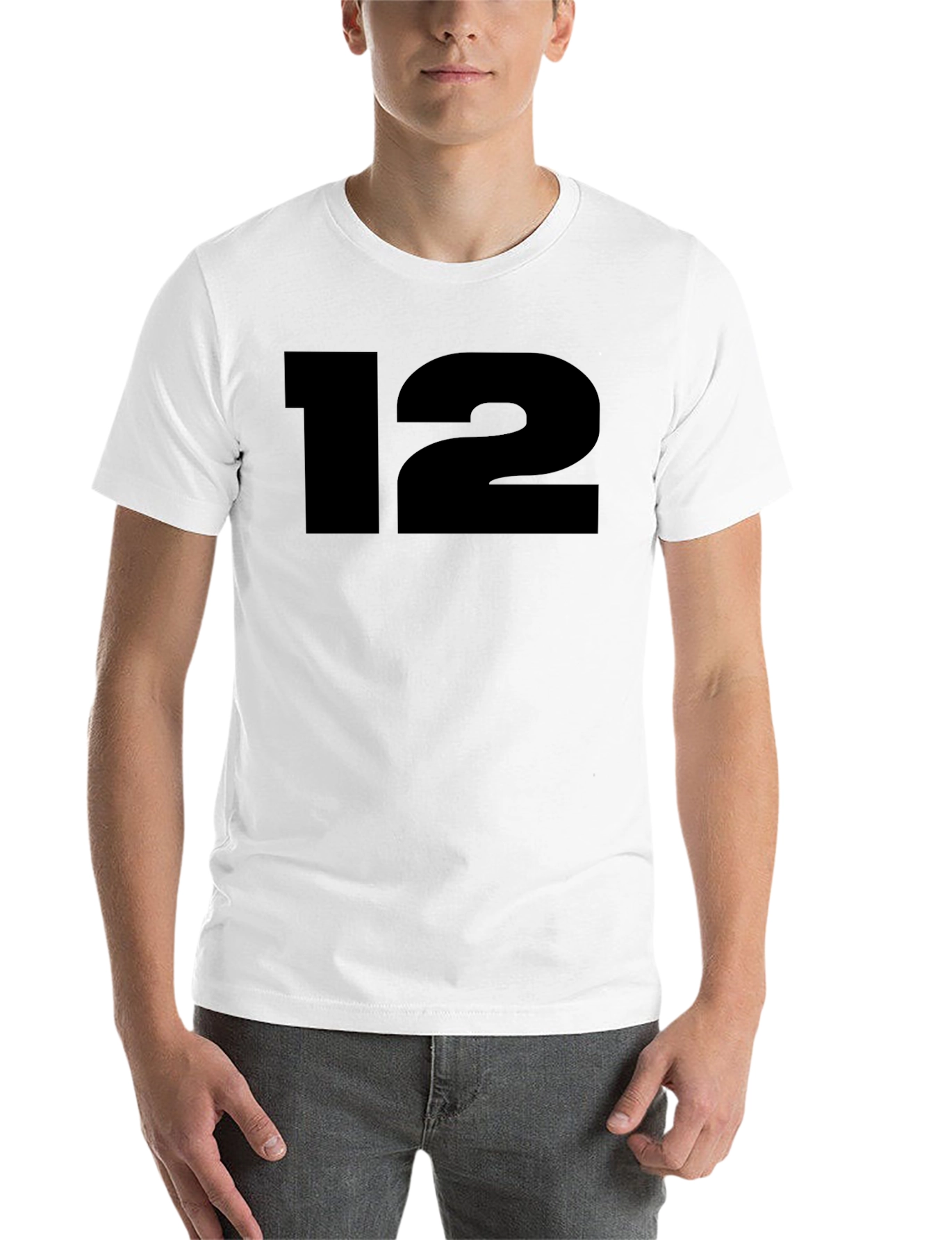 Black Black T-Shirt with Bold Number 12 Graphic view 14
