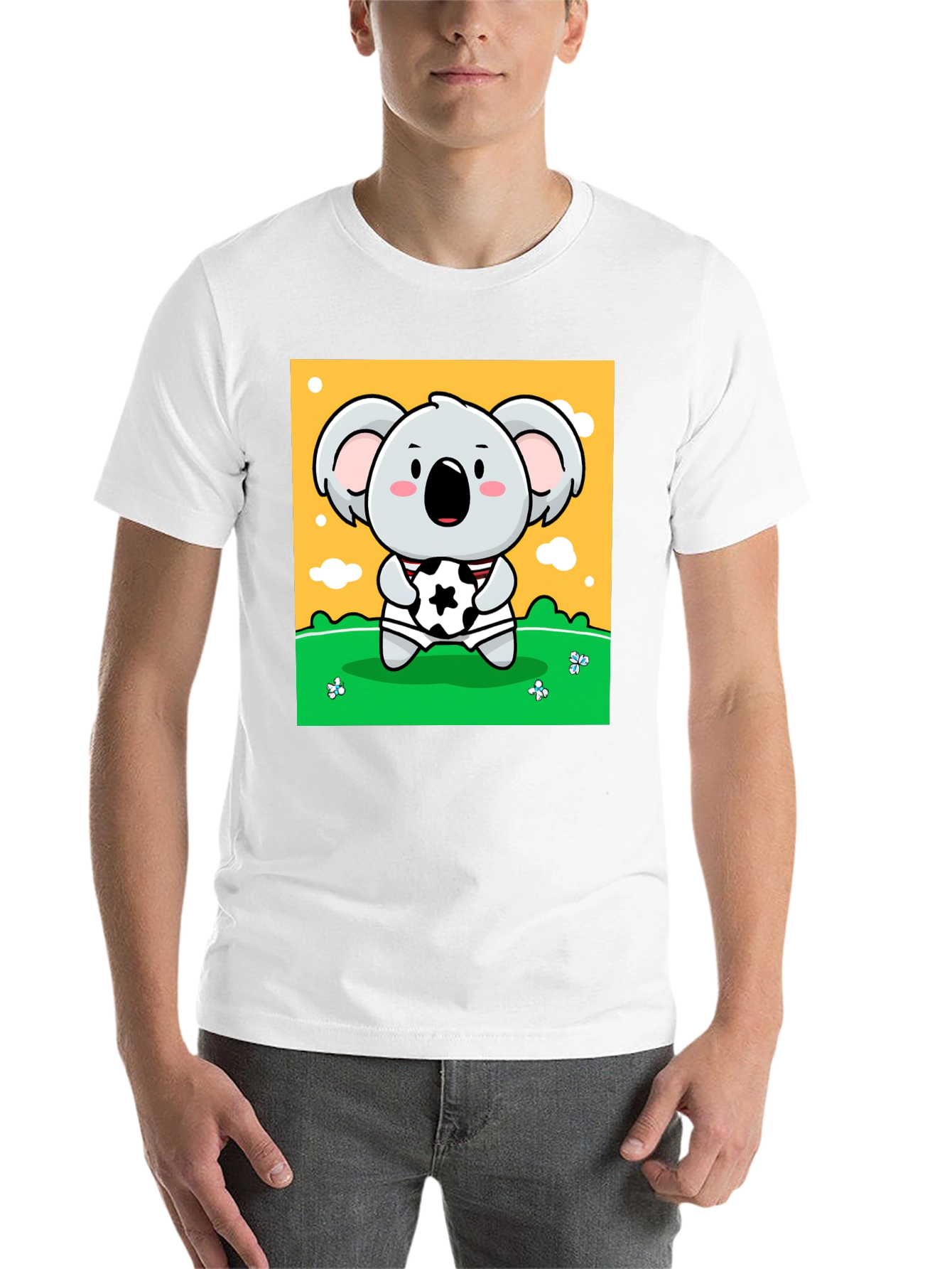 Black Cute Koala Soccer Fan Graphic Tee view 14