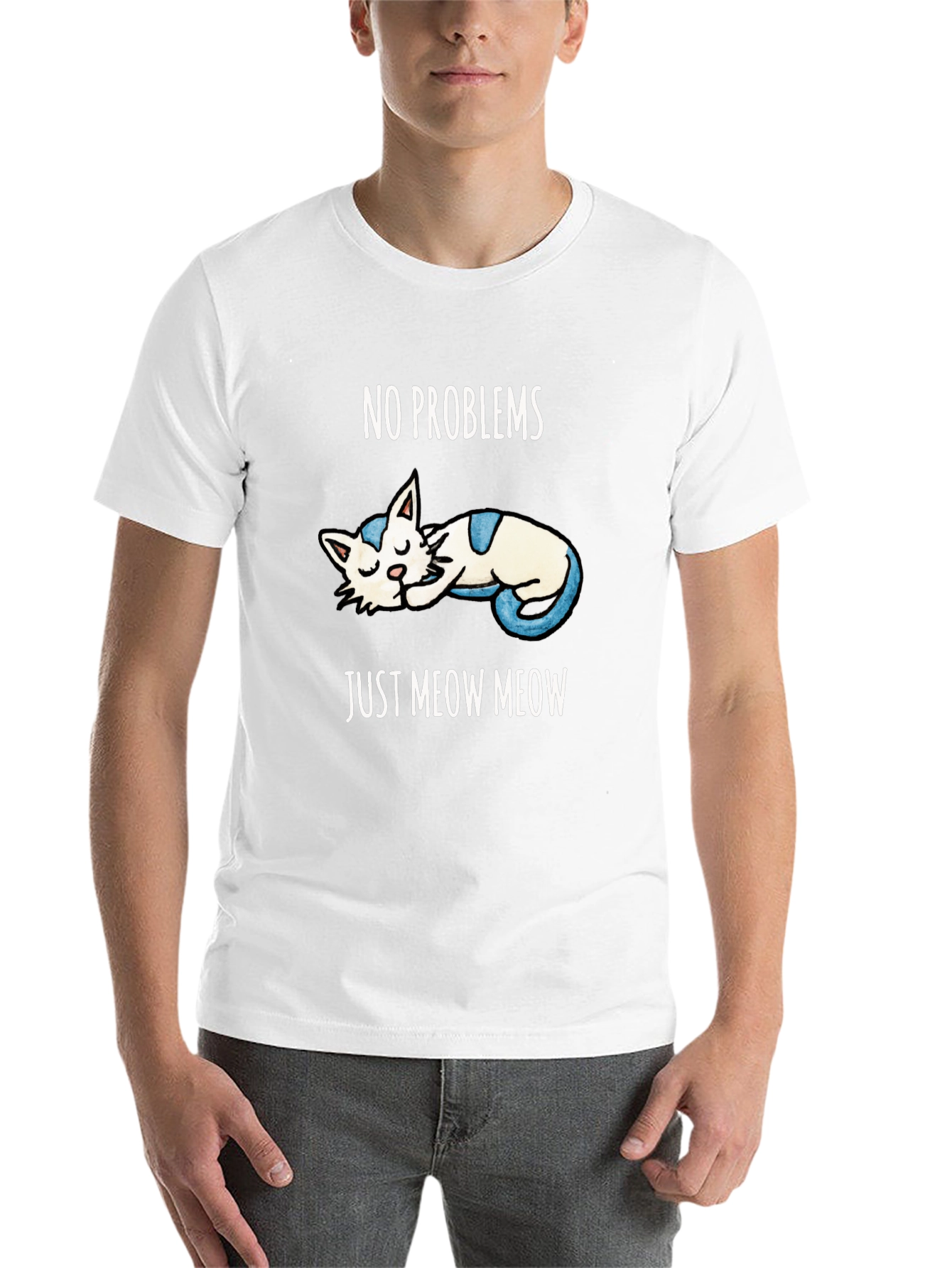 Black No Problems Just Meow Meow T-Shirt view 14