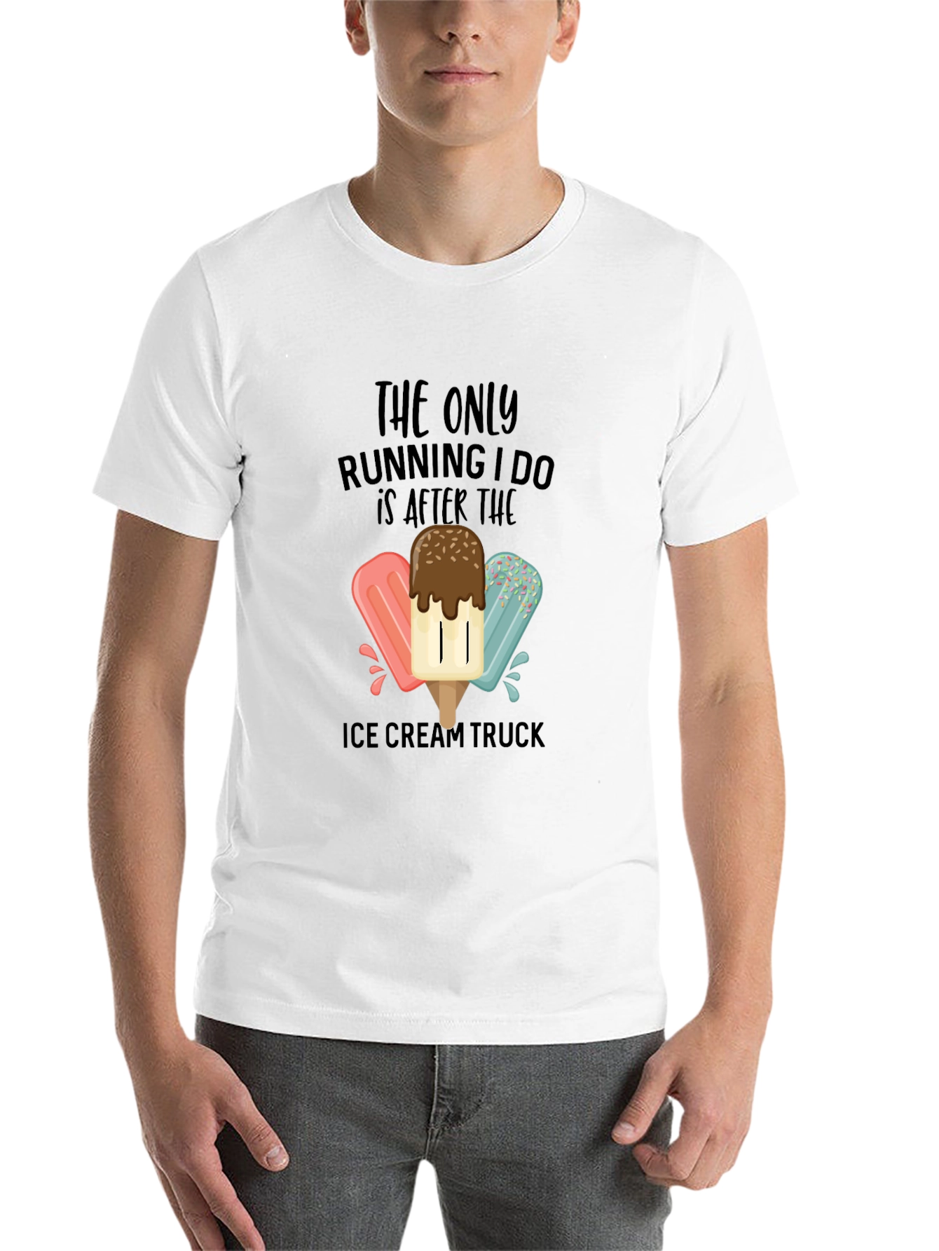 Black Ice Cream Truck Running T-Shirt view 14