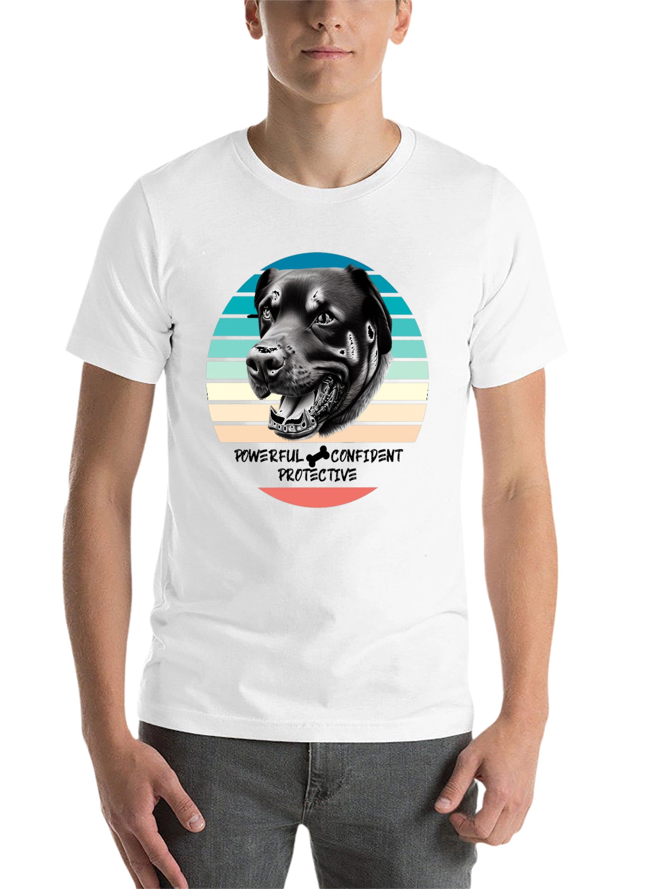 Black Dog Graphic Tee - Powerful Confident Protective Rottweiler T-Shirt view 14