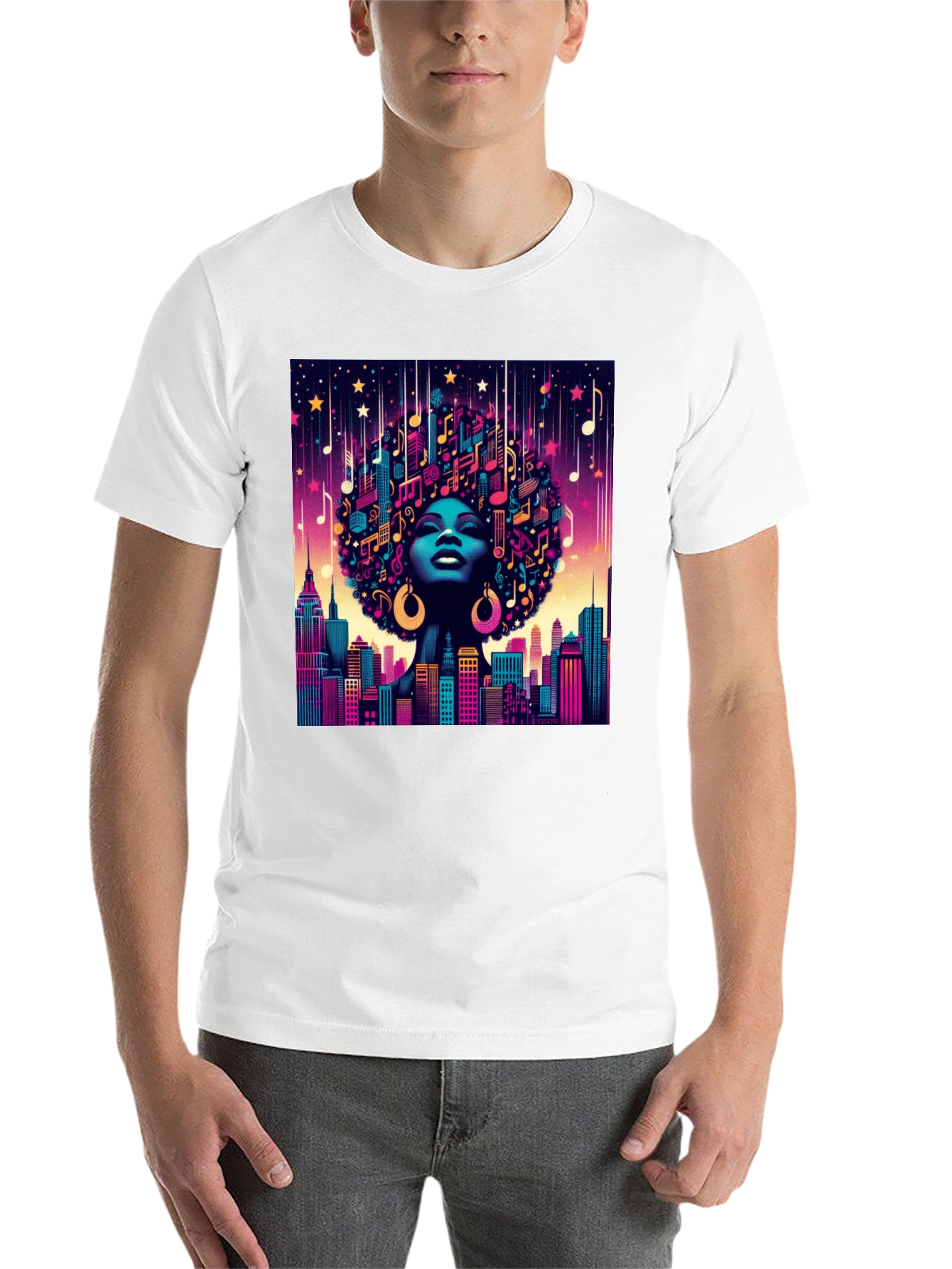 Black Musical Cityscape Graphic Tee - Afro Art view 14