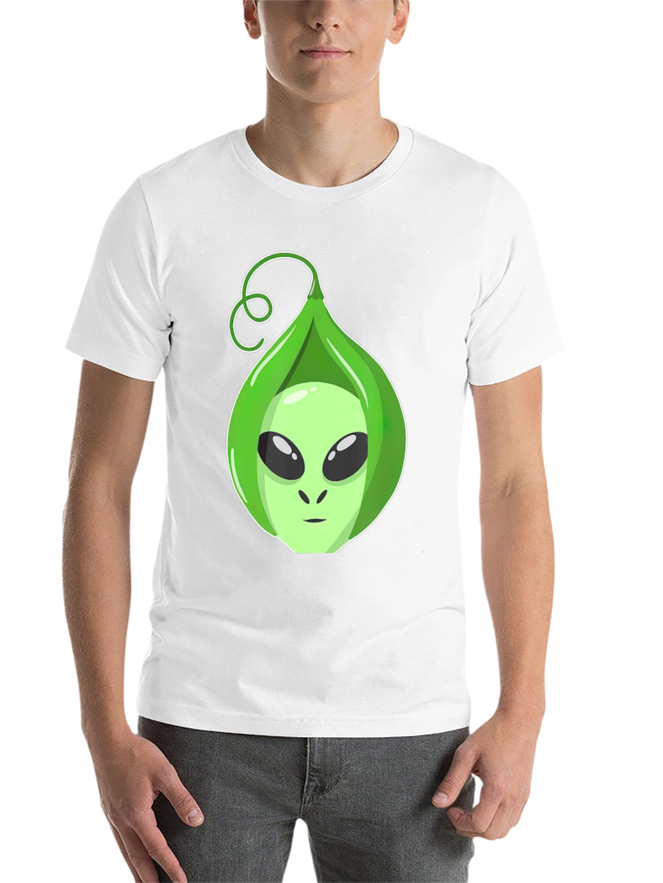 Black Alien In A Pod Black T-Shirt Funny Space Graphic Tee view 14