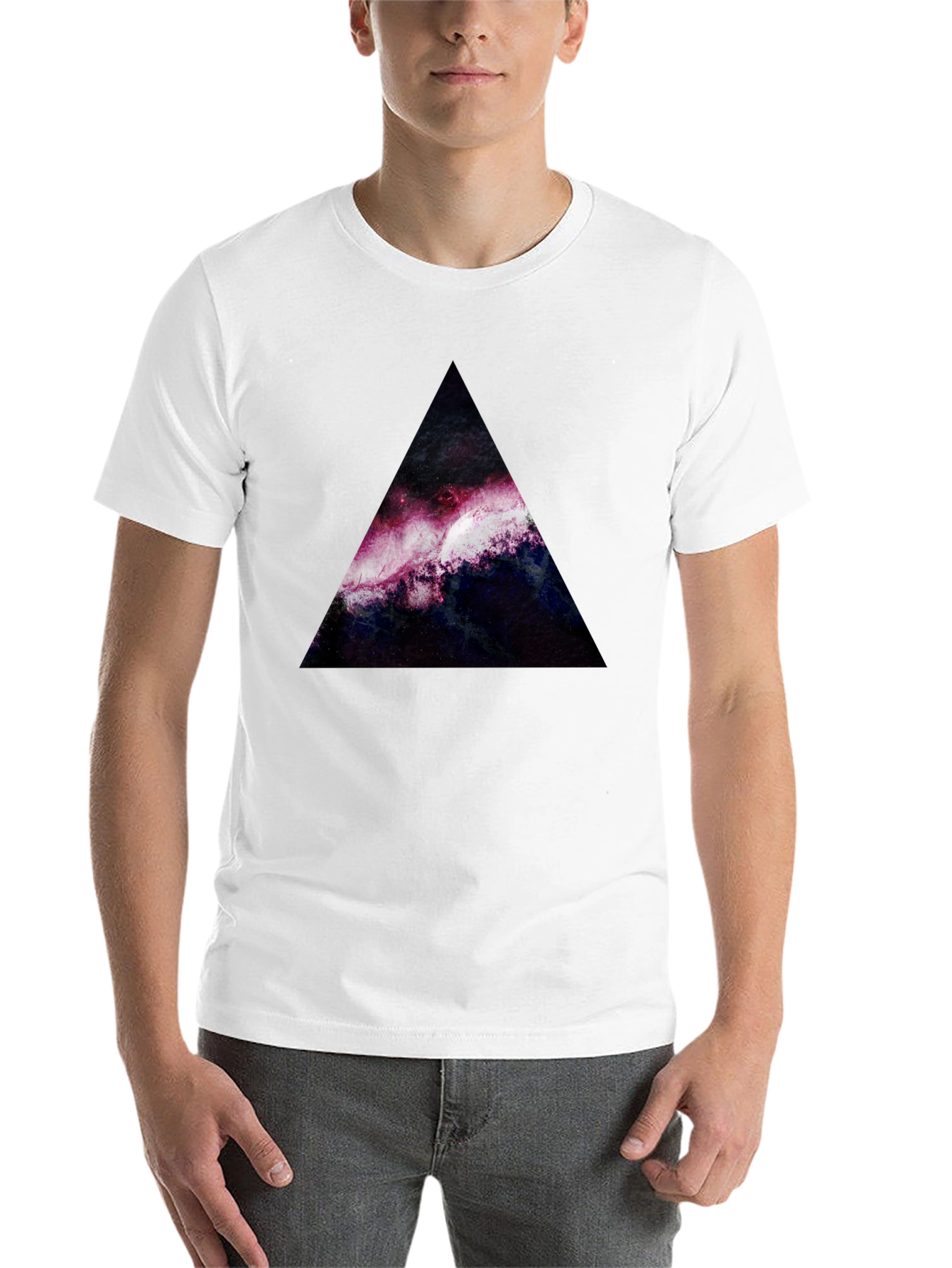 Black Galaxy Triangle Graphic Tee - Stylish Unisex T-Shirt view 14