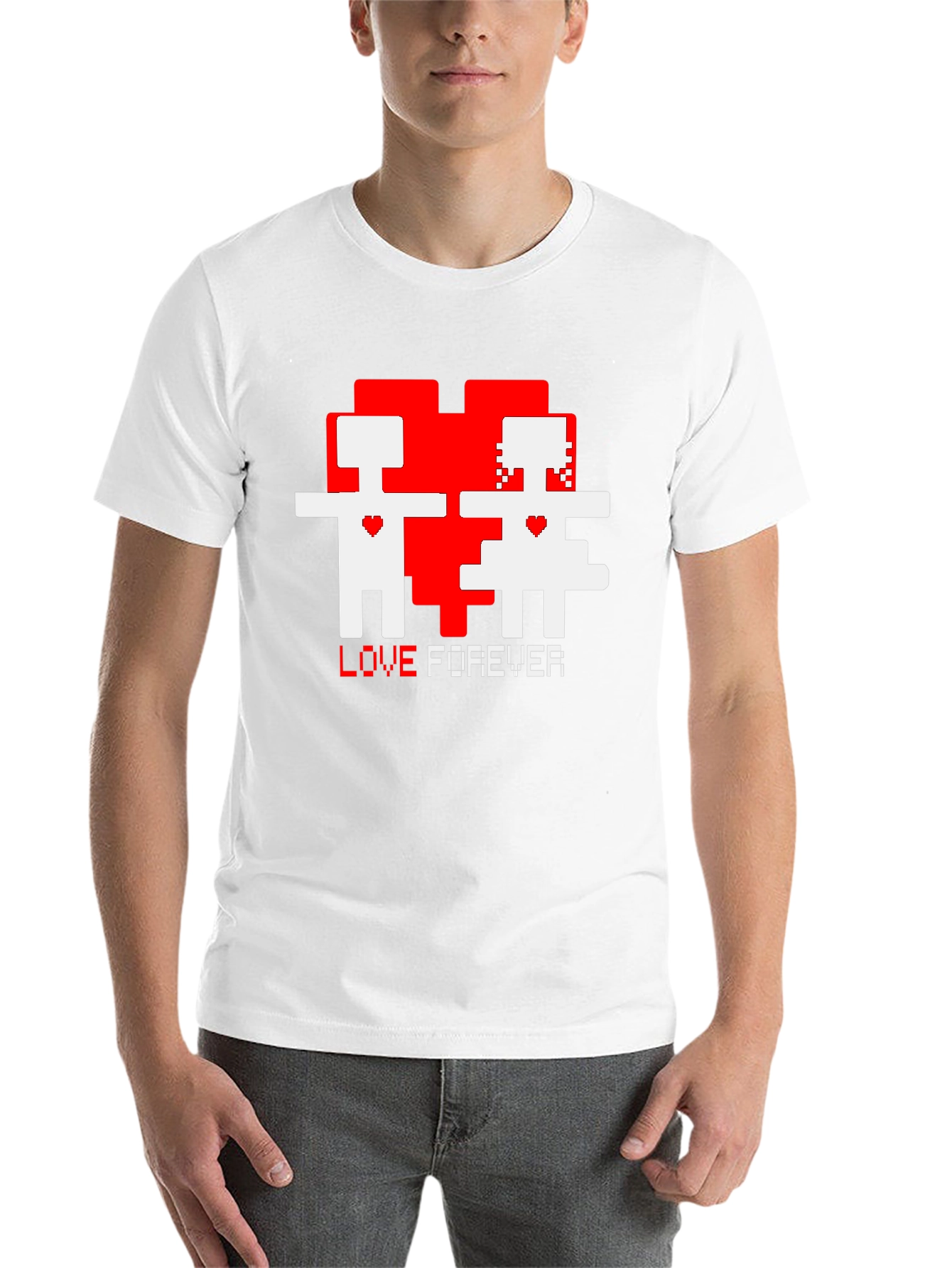 Black Pixel Love Forever Black T-Shirt view 14
