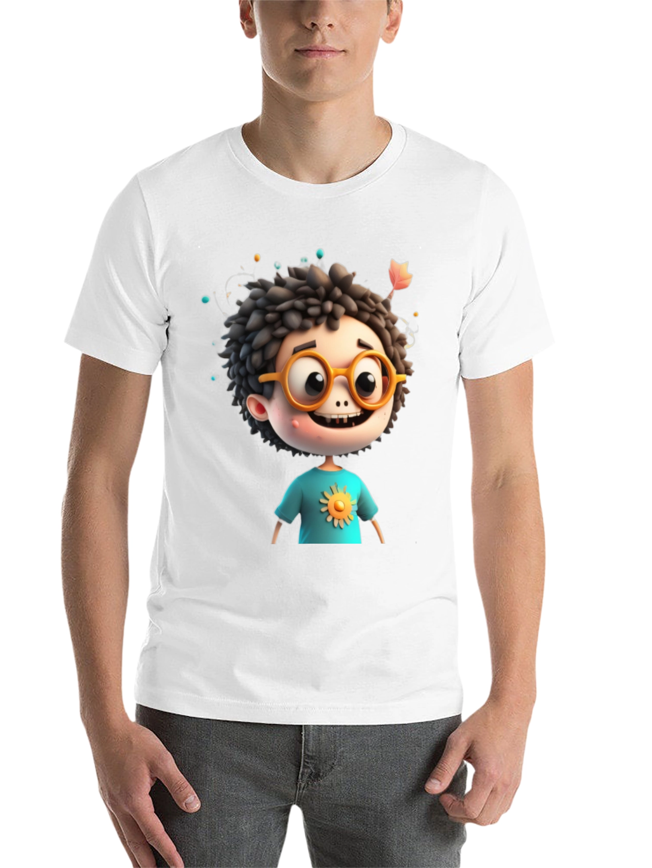 Black Cartoon Boy Graphic Tee - Whimsical Character Design view 14