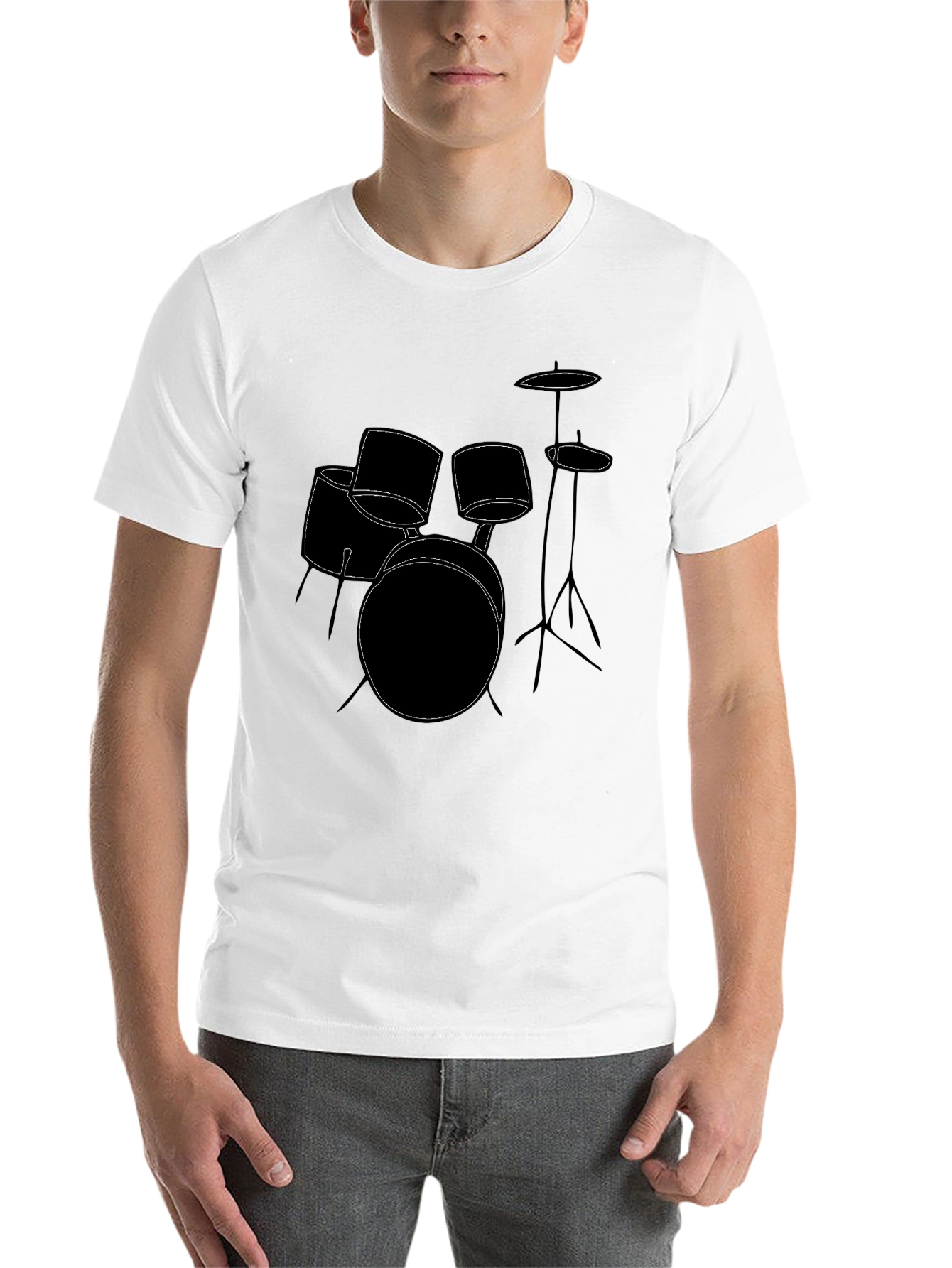 Black Drum Kit Graphic Tee - Black Cotton T-Shirt view 14