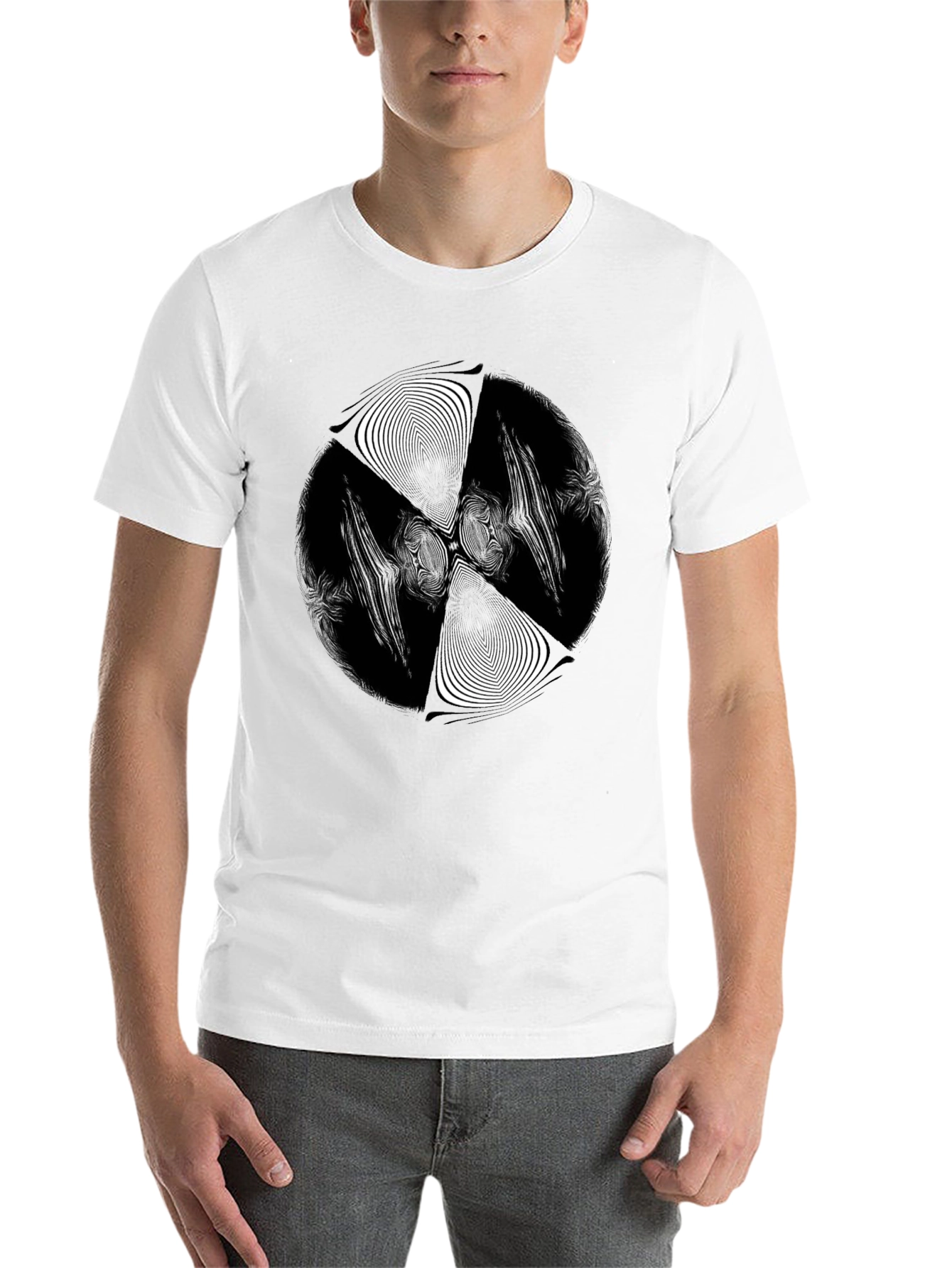 Black Abstract Vortex Graphic Black T-Shirt view 14