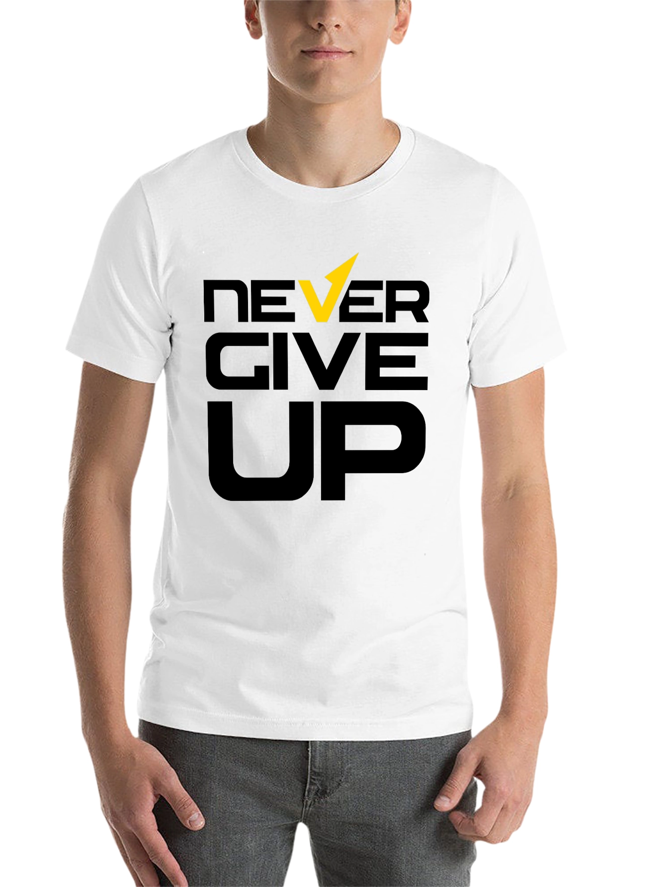 Black Never Give Up Graphic Tee - Motivational Design view 14