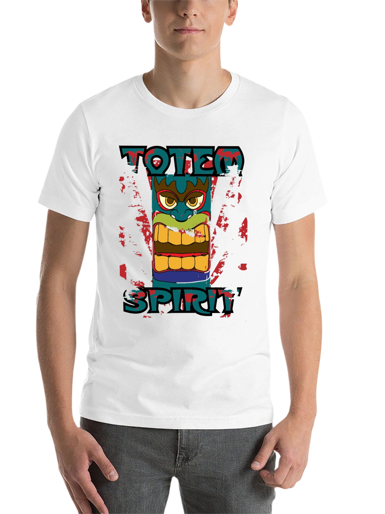 Black Totem Spirit Graphic Tee - Black Cotton T-Shirt view 14