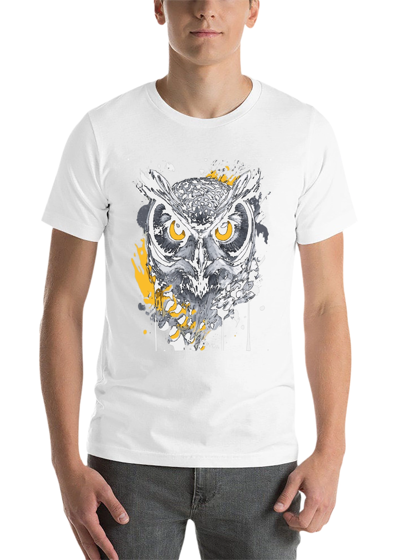 Black Owl Graphic Print Black T-Shirt view 14