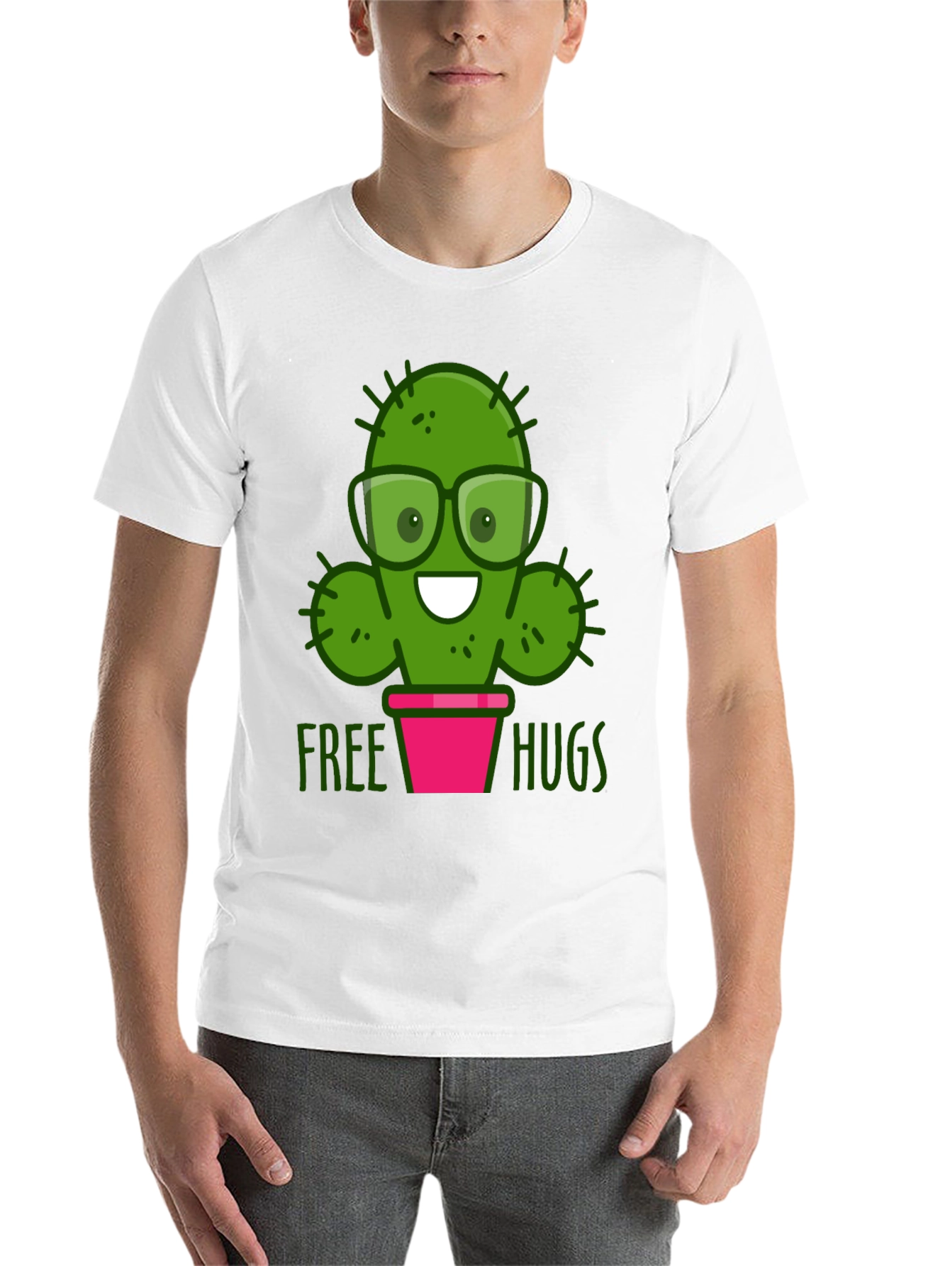 Black Cactus Free Hugs Graphic T-Shirt view 14