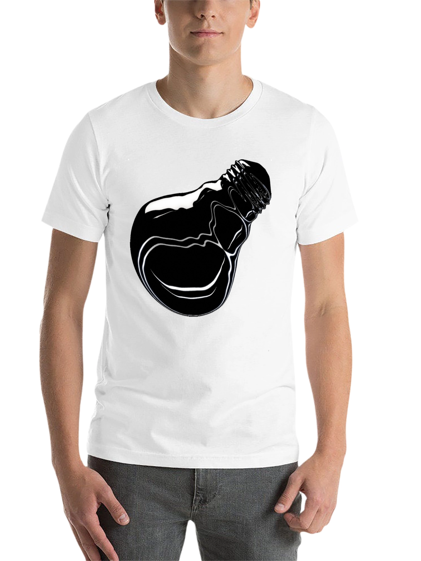 Black Men's Black Graphic Tee - Lightbulb Design view 14