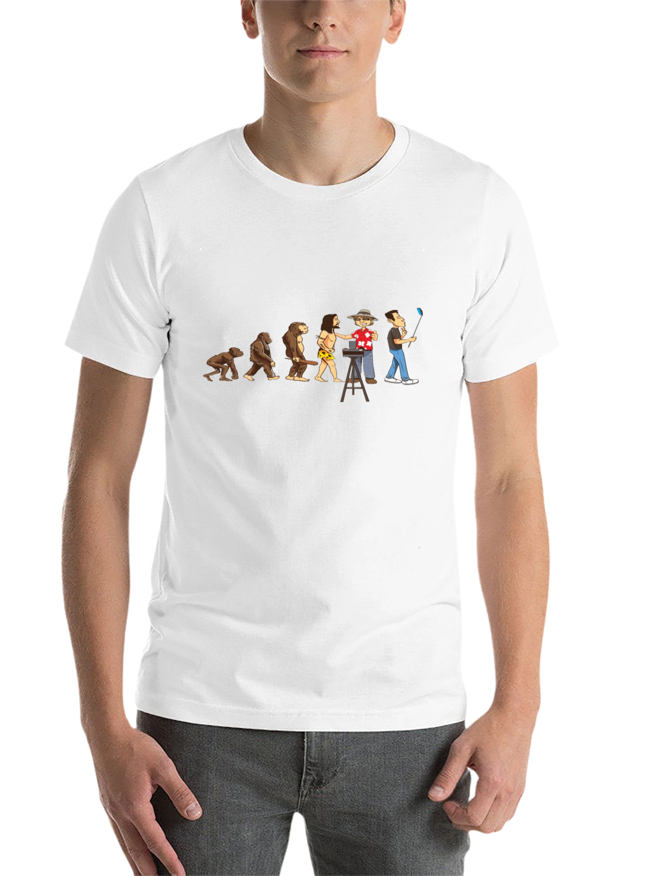 Black Evolution of Selfie Funny Graphic T-Shirt view 14