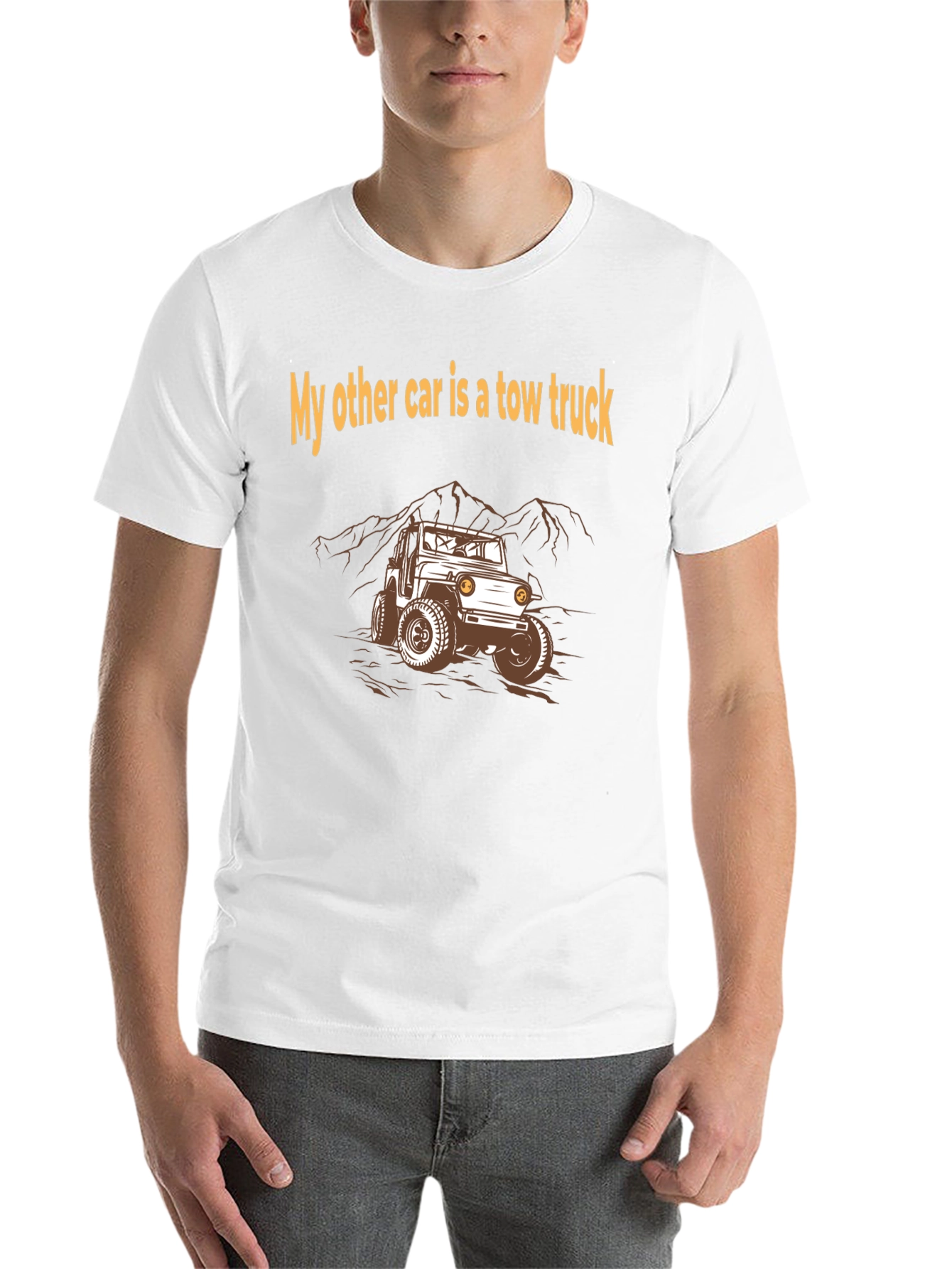 Black Tow Truck T-Shirt - "My Other Car" Design view 14