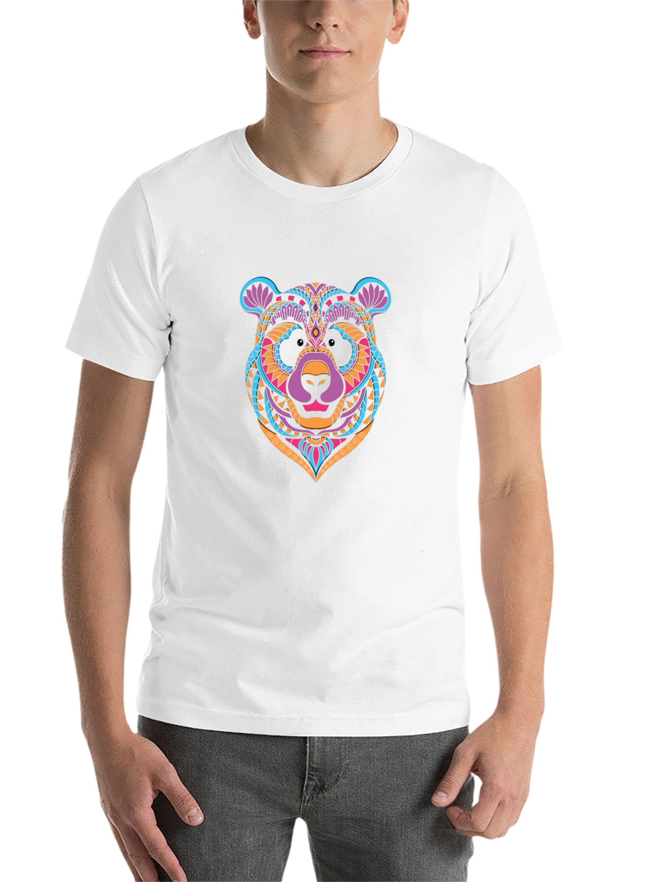 Black Colorful Bear Graphic Tee - Stylish Black T-Shirt view 14