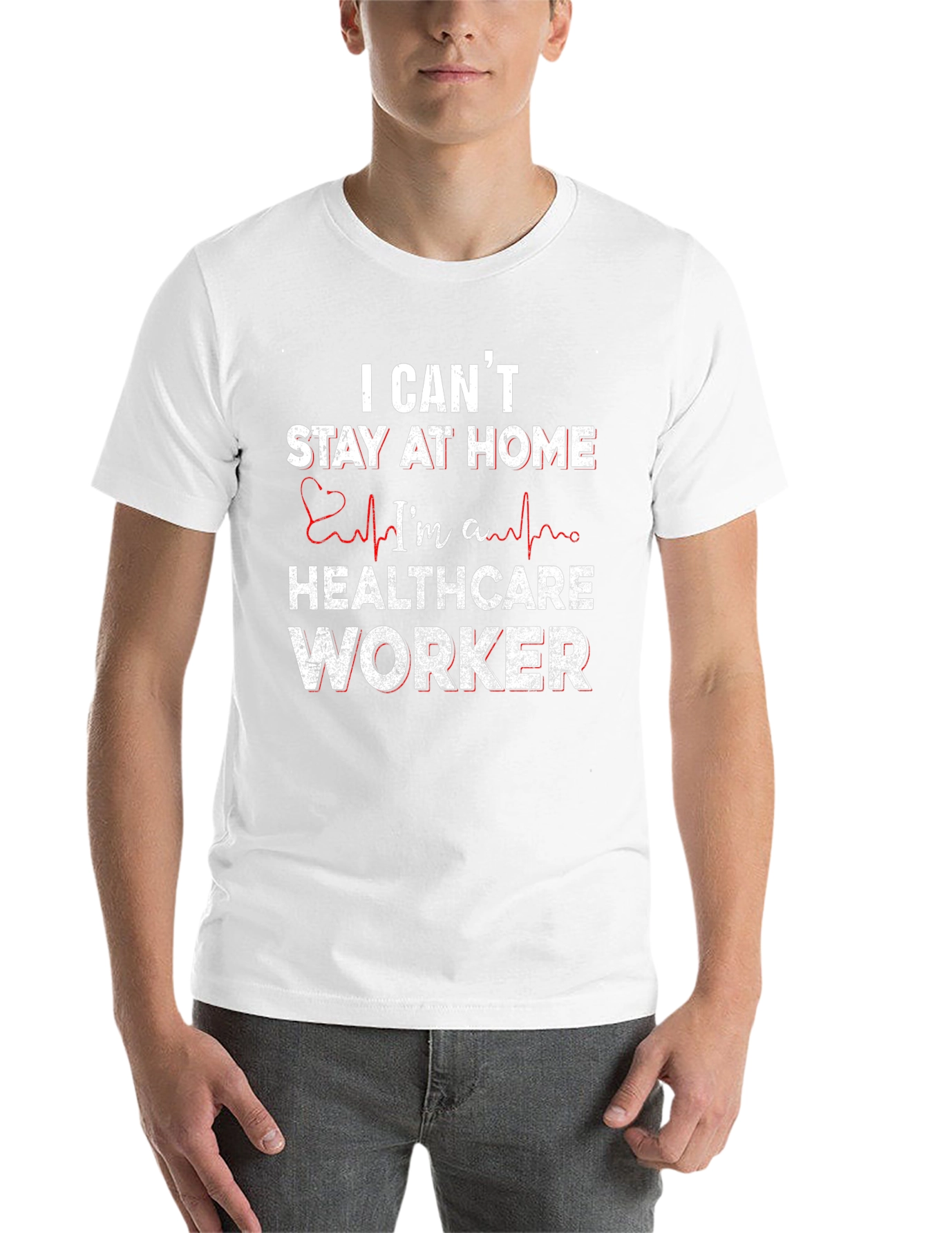 Black Healthcare Worker T-Shirt - I Can't Stay Home view 14
