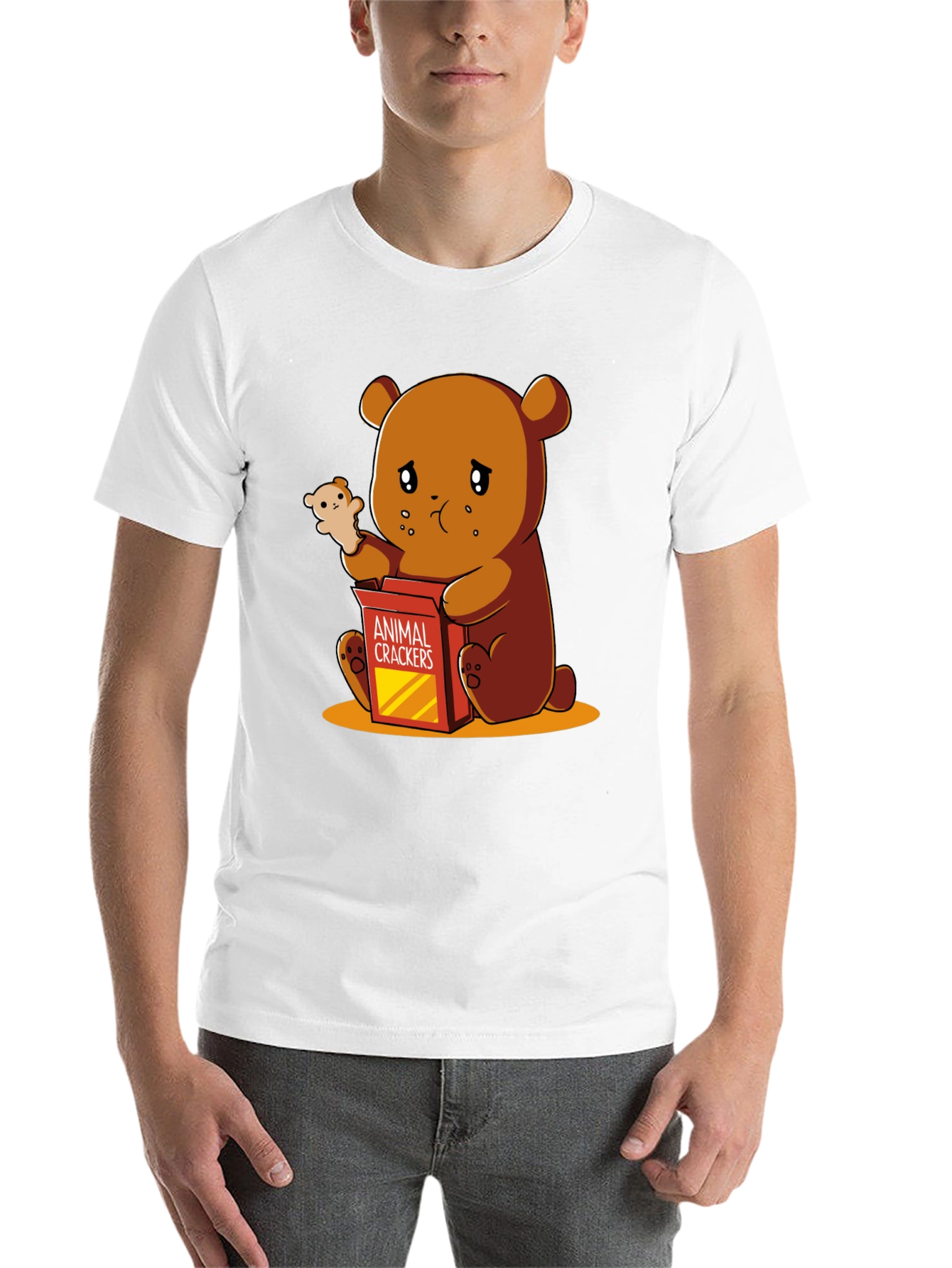 Black Sad Bear Animal Cracker T-Shirt view 14