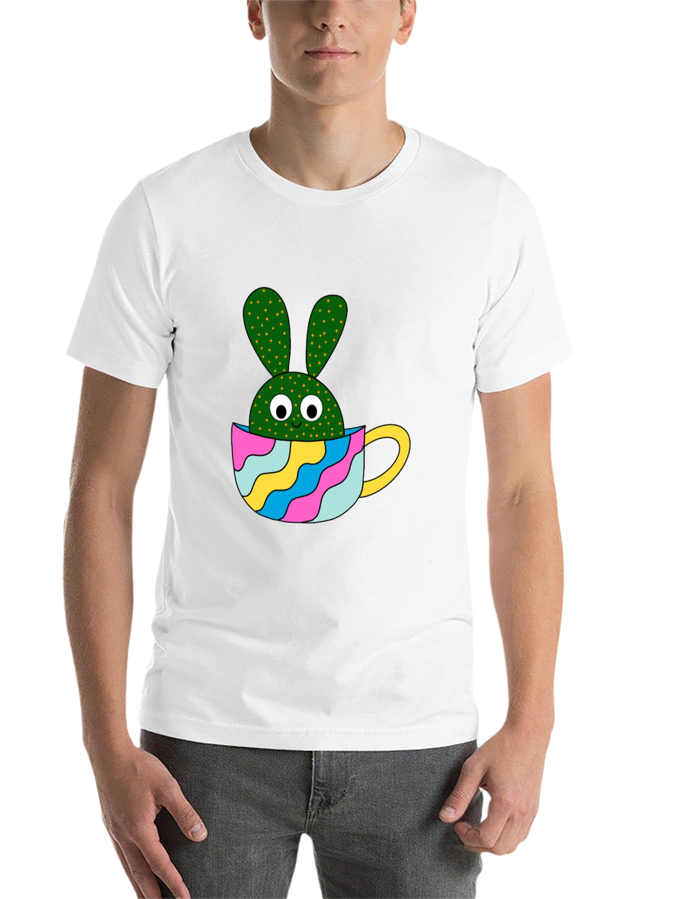 Black Cactus Bunny Black T-Shirt view 14