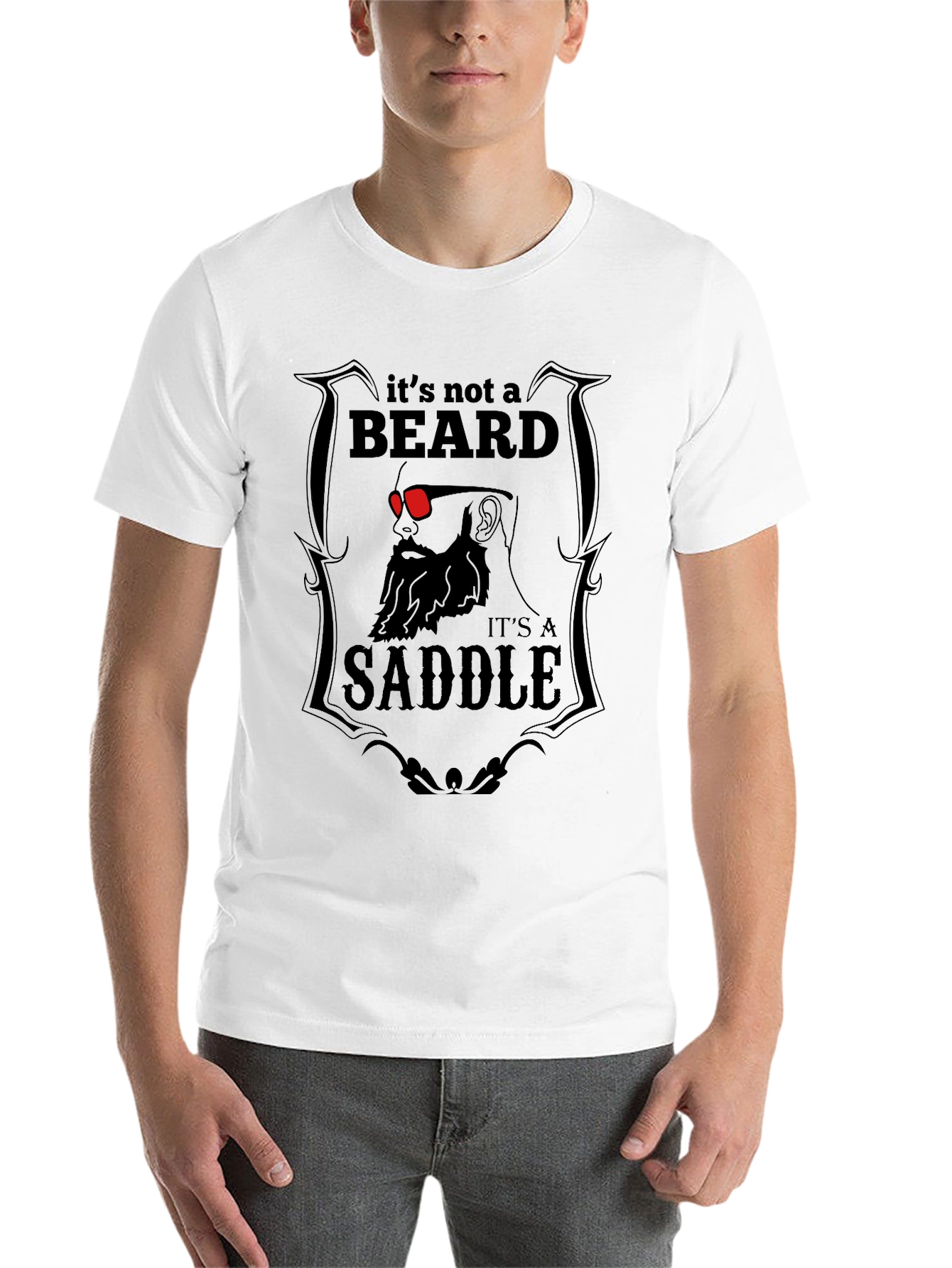 Black Beard Saddle Graphic T-Shirt - Funny Novelty Tee view 14