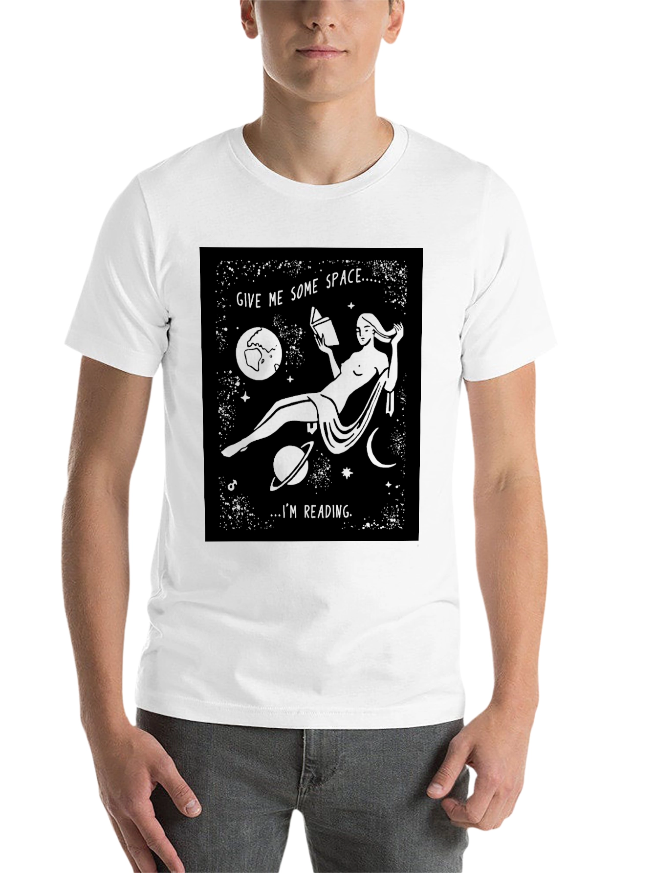 Black Give Me Some Space, I'm Reading Graphic T-Shirt view 14